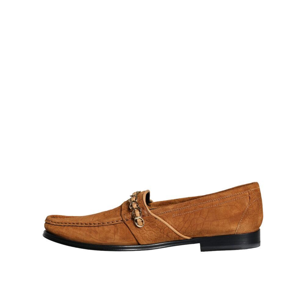 Dolce & Gabbana Dolce & Gabbana Brown Velvet Leather Logo Mocassin Slip On S Size US 10.5 / EU 43-44 - 5 Thumbnail
