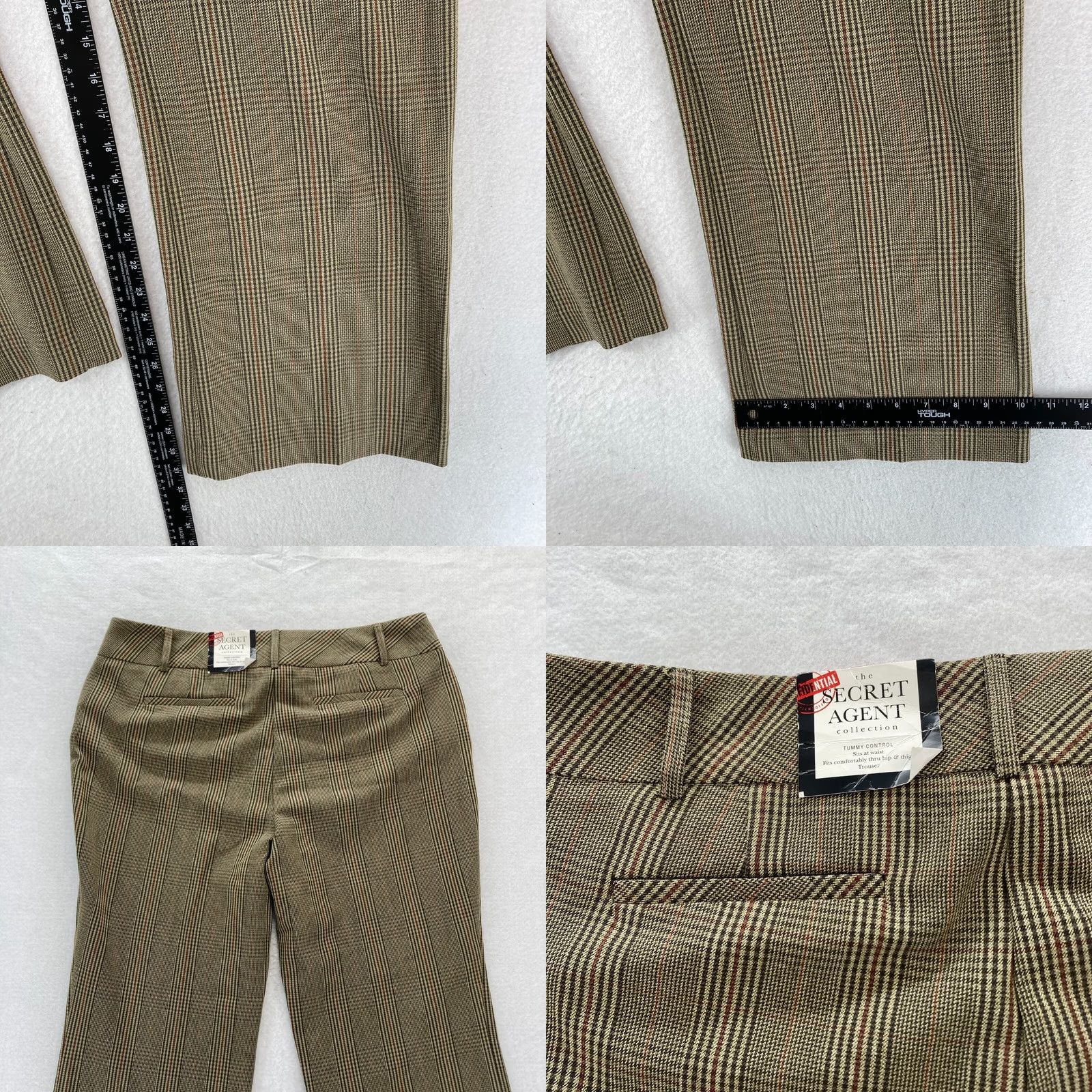 Vintage Roz & Ali Secret Agent Pants Women's 16 Brown Plaid Stretch Fabric Tummy Control Slim Wide-Leg Dress Pants Mens? No. Size 25" / US 0 / IT 36 - 8 Thumbnail