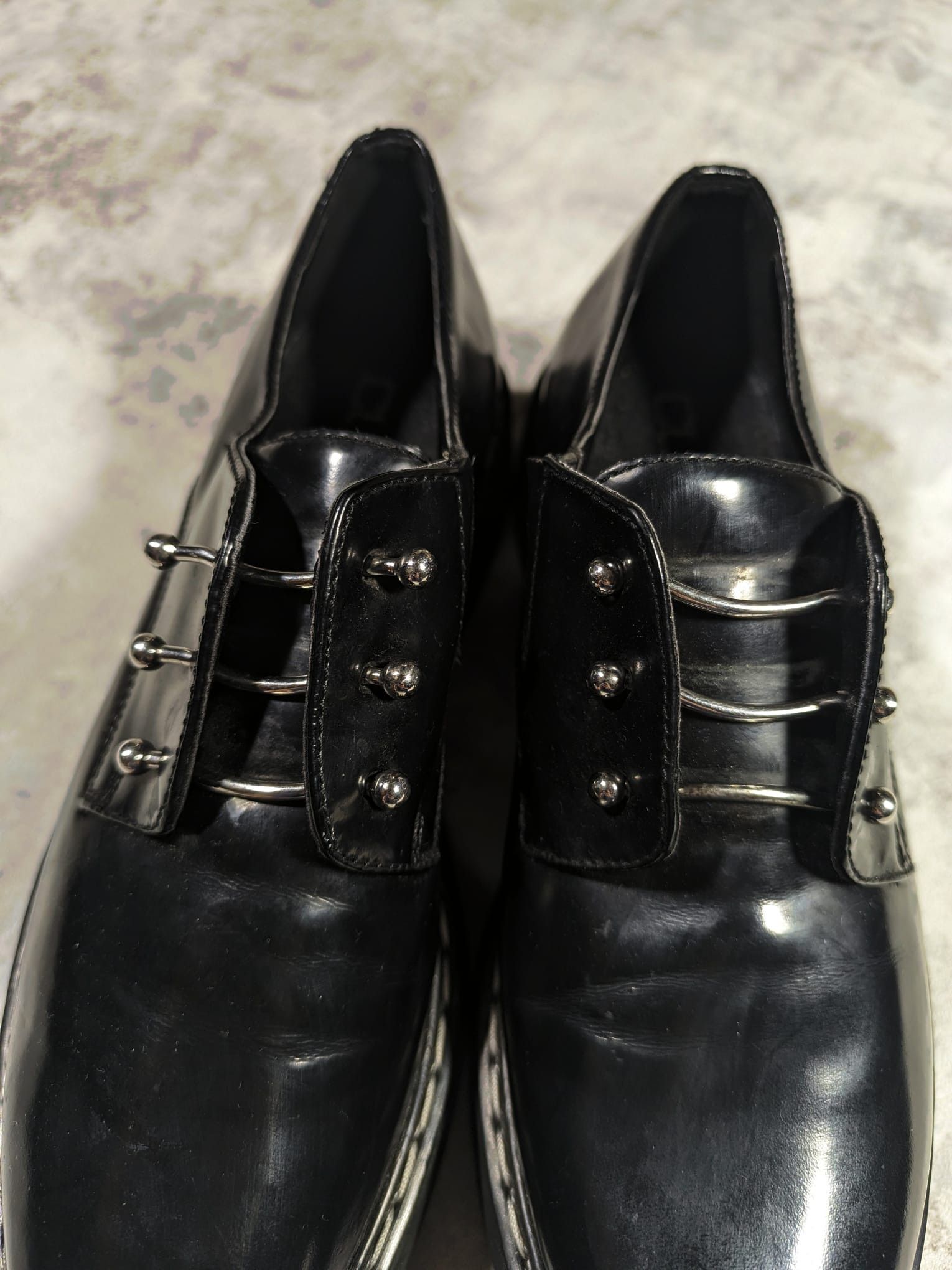 Japanese Brand Chunky AvantGarde Black leather punk shoes Size US 6 / EU 39 - 5 Thumbnail