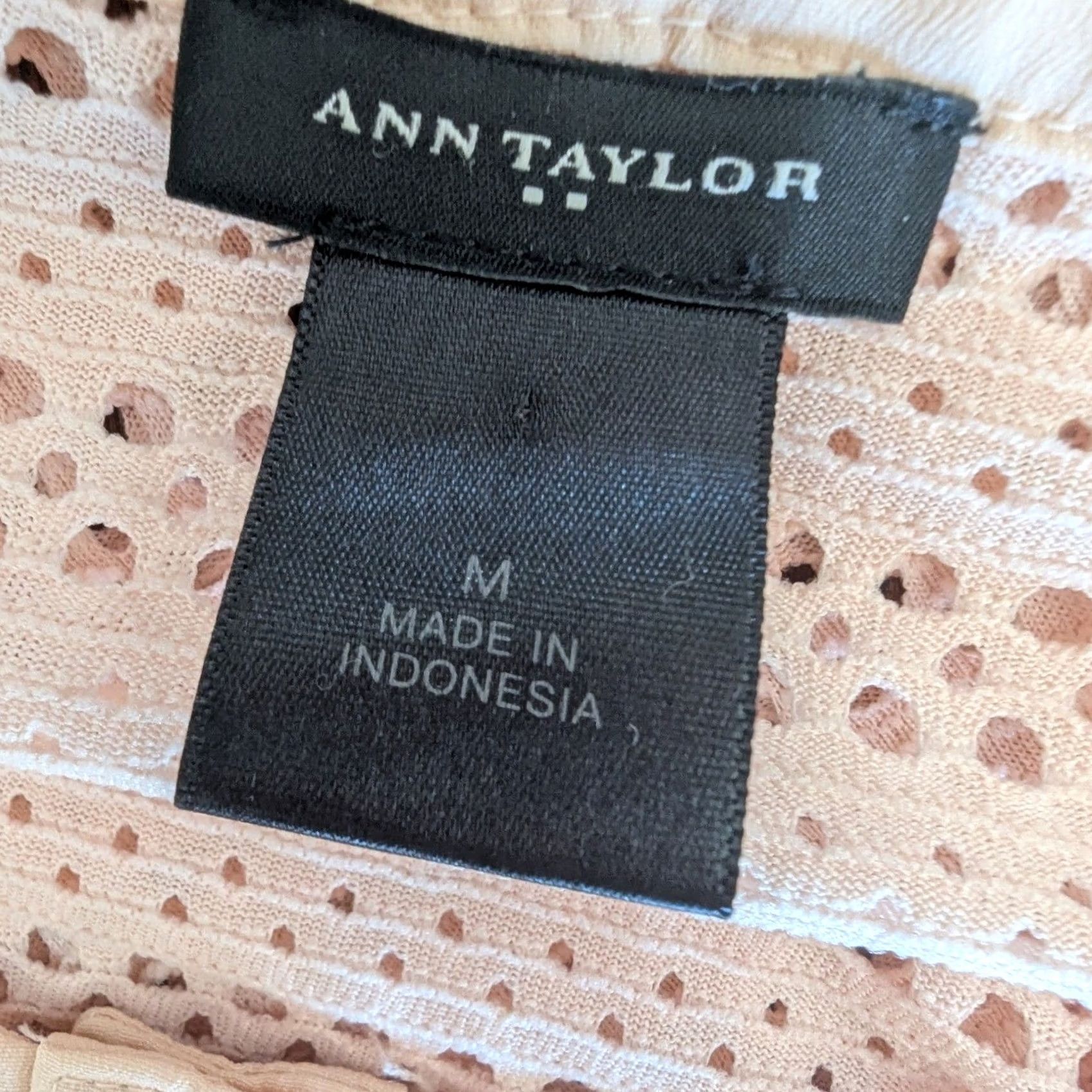 Ann Taylor Ann Taylor Blouse Henley Long Sleeve Pink Eyelet Lace Size M Women Regular Modern Classic Casual Workwear Size M / US 6-8 / IT 42-44 - 5 Thumbnail