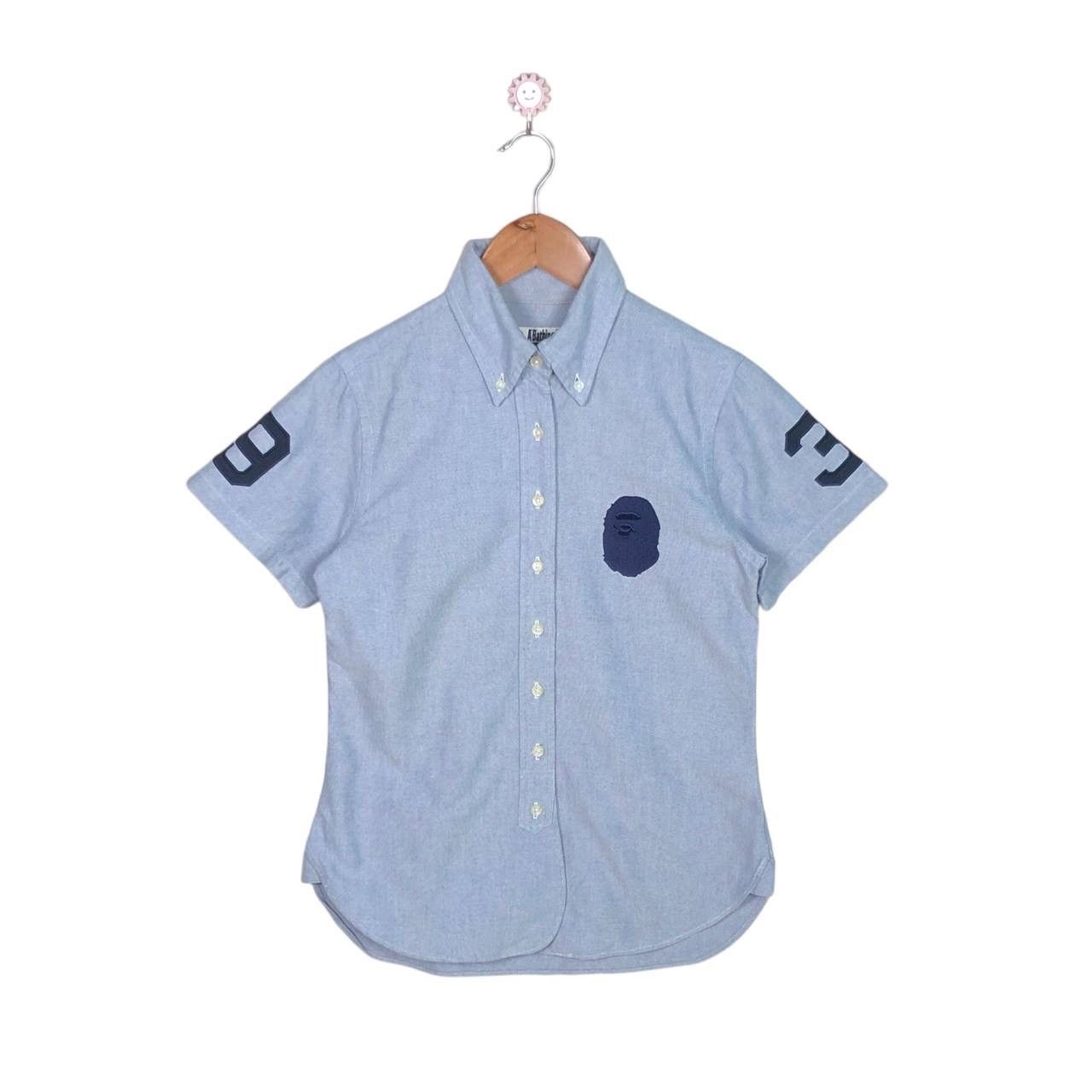 Bape Vtg BAPE Ape Head Oxford SS Shirt Size S Blue #3 Sleeves Size S / US 4 / IT 40 - 1 Thumbnail