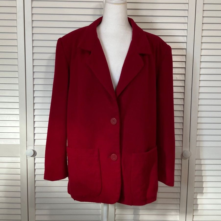 Other Chaus Vintage Red Collared Long Sleeve Wool Blazer Jacket 16 Size XXL / US 16-18 / IT 52-54 - 1 Thumbnail