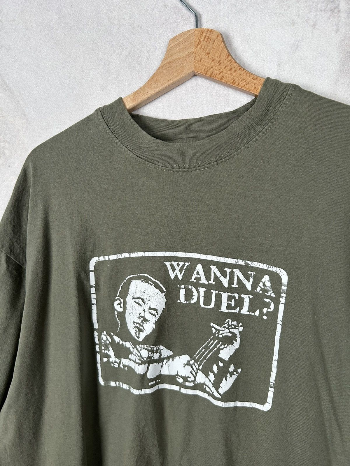 Vintage Vintage Graphic Tee Wanna Duel 90s Y2K Khaki Skate Size US XL / EU 56 / 4 - 3 Thumbnail