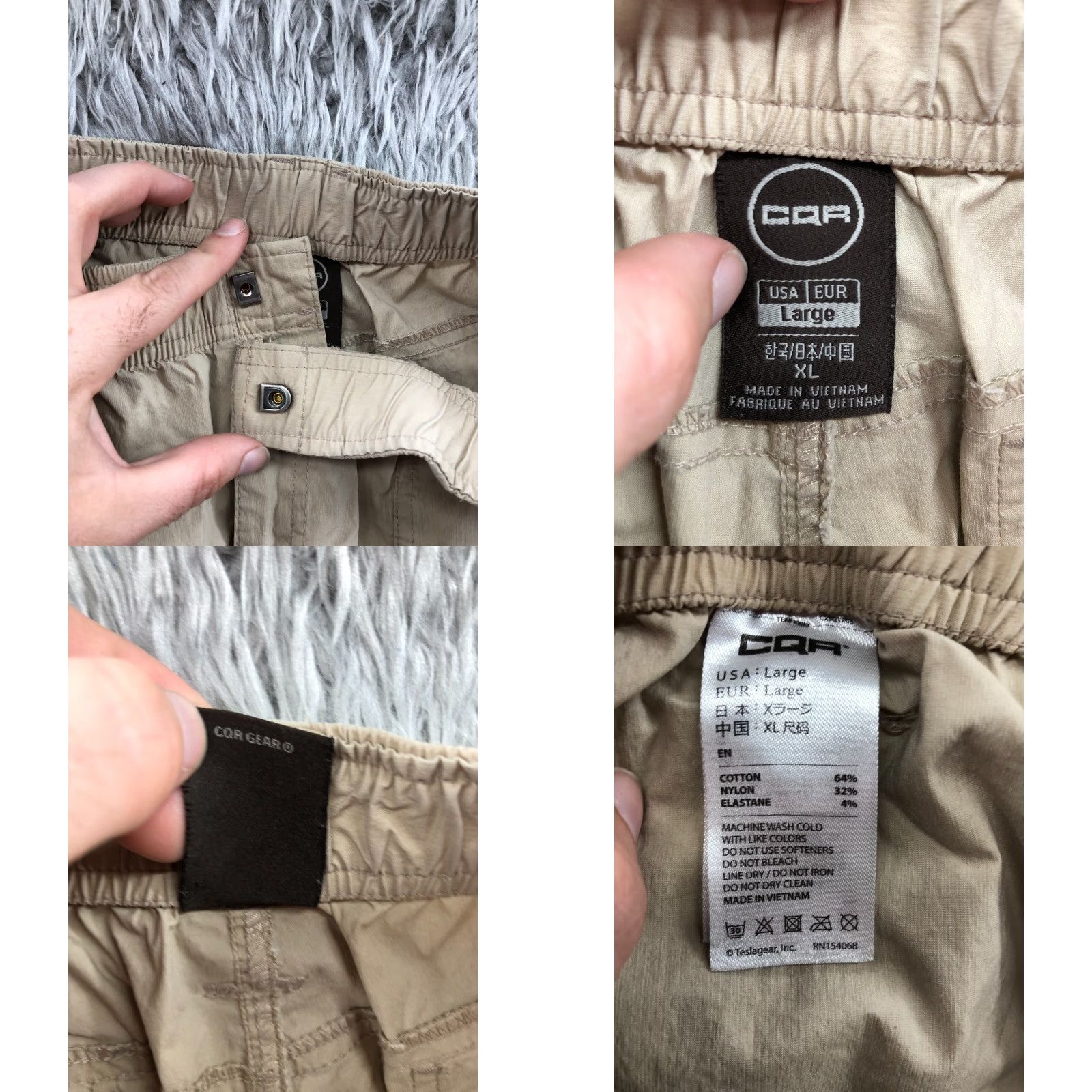 Vintage CQR Cargo Shorts Men Adult L Regular Beige Cotton Blend 5-Pocket Mid Rise 7in Inseam Jeans? Size US 33 - 9 Thumbnail