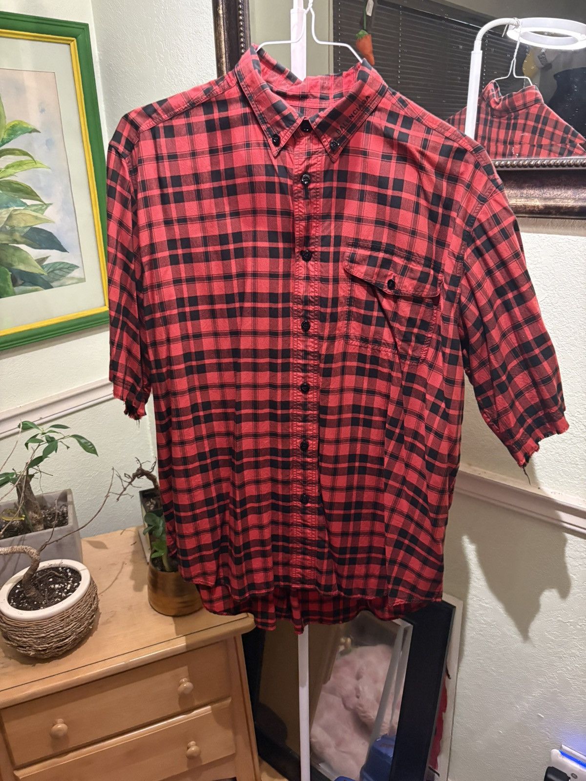 Balenciaga Plaid Red balenciaga shirt Size US L / EU 52-54 / 3 - 1 Thumbnail