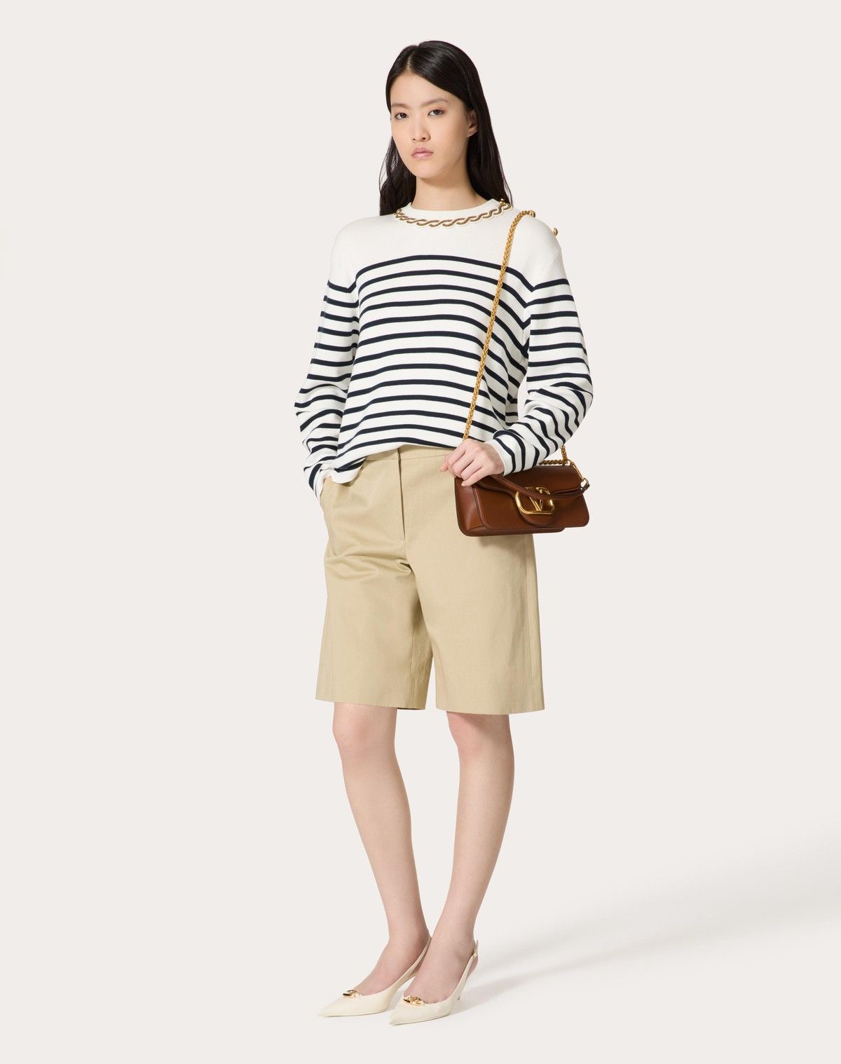 Valentino o1s1wg110525 Embroidered Cotton Sweater in White Size XS / US 0-2 / IT 36-38 - 2 Thumbnail