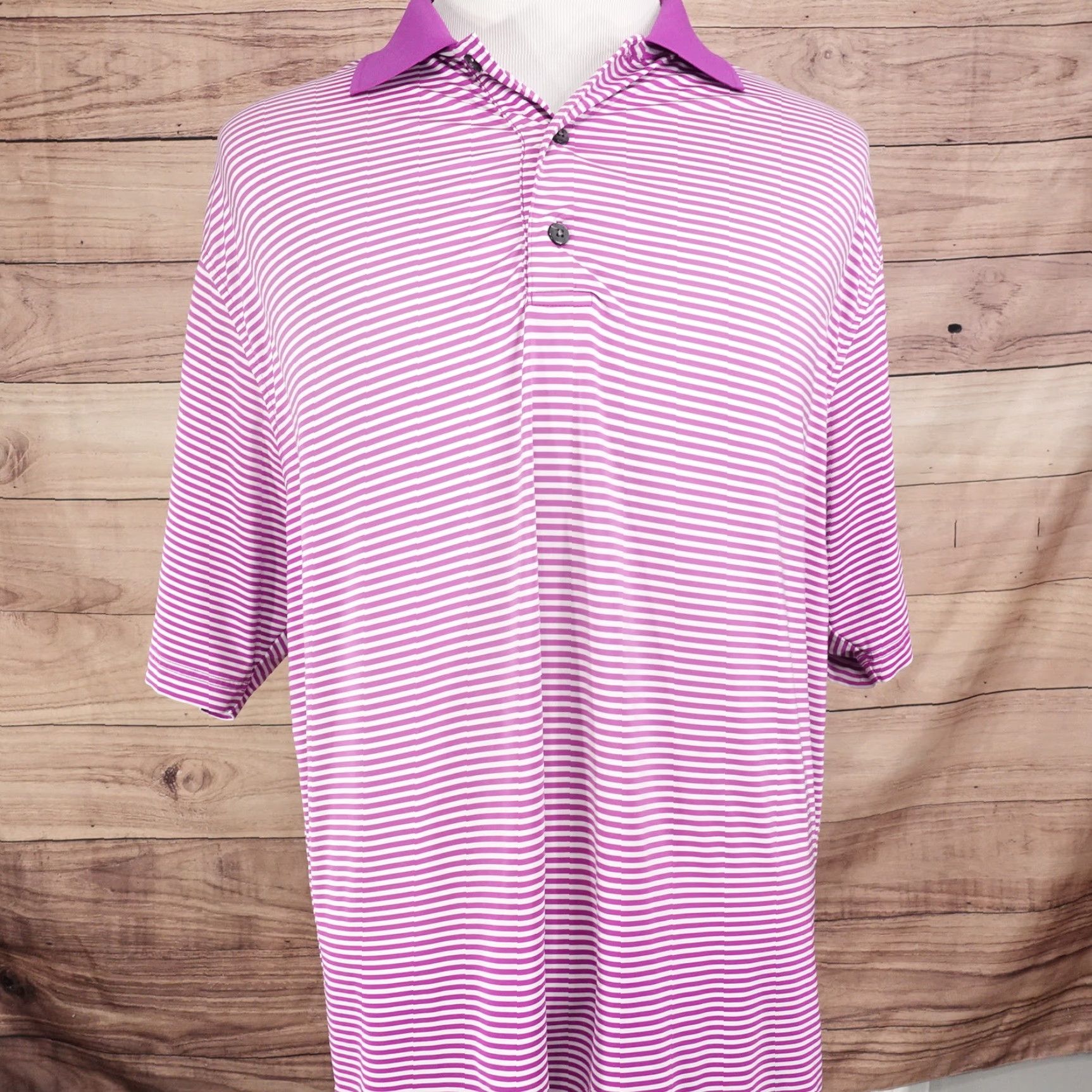 Footjoy FJ FOOTJOY SHORT SLEEVE PURPLE STRIPED GOLF POLO SHIRT MENS SIZE L LARGE **FADED** Size US L / EU 52-54 / 3 - 3 Thumbnail