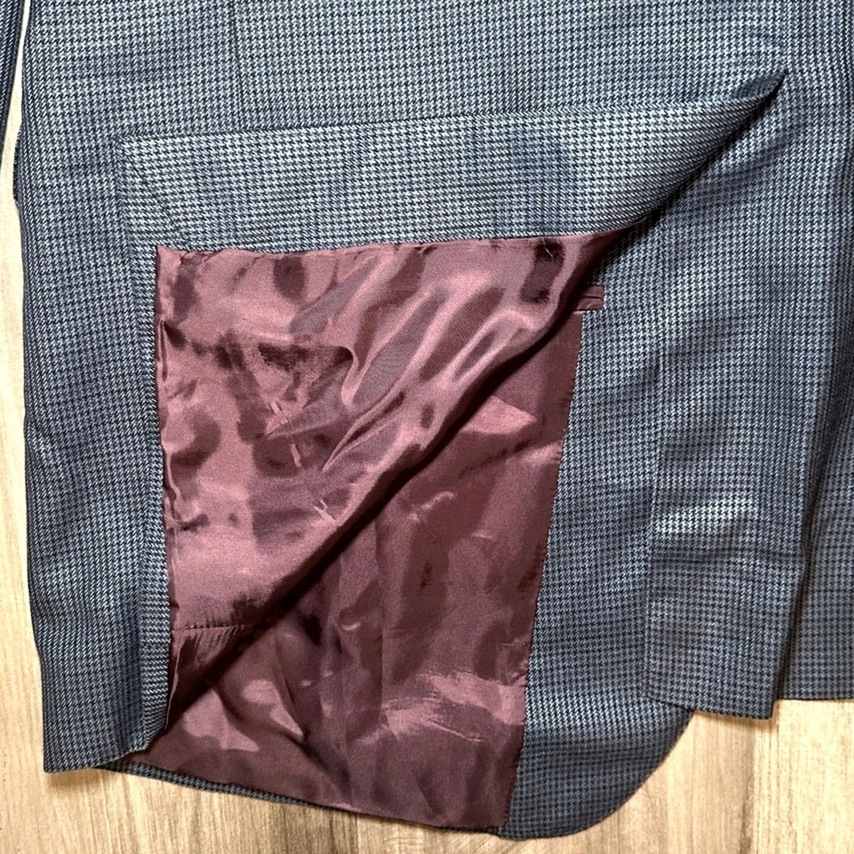 Vintage VINTAGE Samuelsohn Sport Coat 2 Piece Blue Silk Wool Houndstooth 48L Mens Size US M / EU 48-50 / 2 - 3 Thumbnail