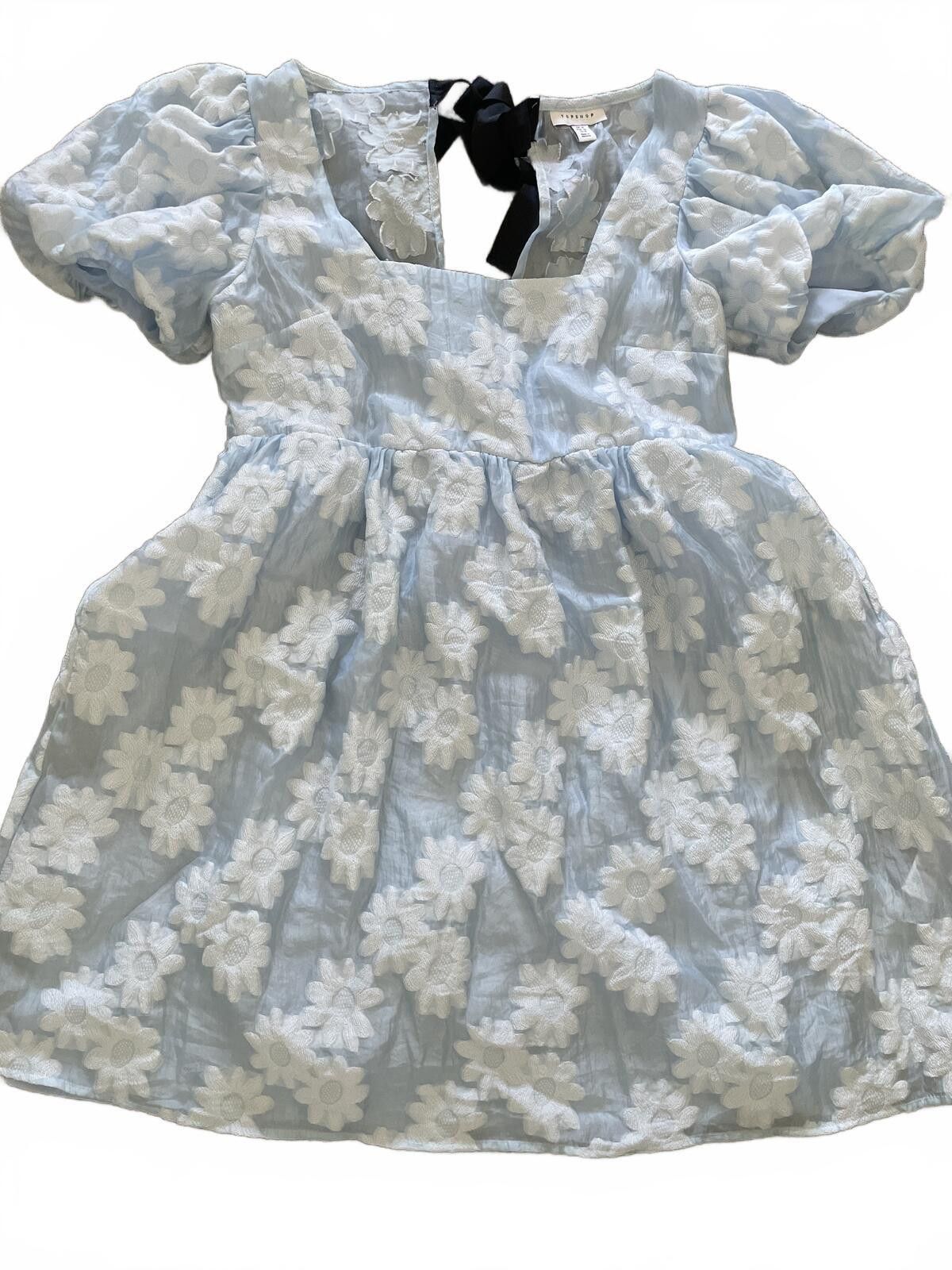 Topshop Topshop Puff Sleeve Floral Dress Women's 8 Sz Blue Romantic Size M / US 6-8 / IT 42-44 - 8 Thumbnail