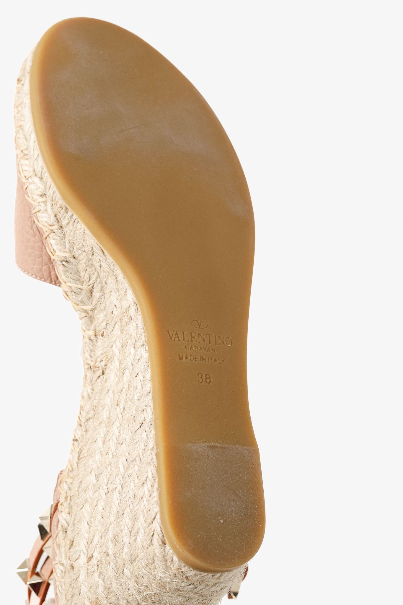Valentino Valentino Garavani Rockstud Wedge Leather Espadrille Size US 7.5 / IT 37.5 - 5 Thumbnail