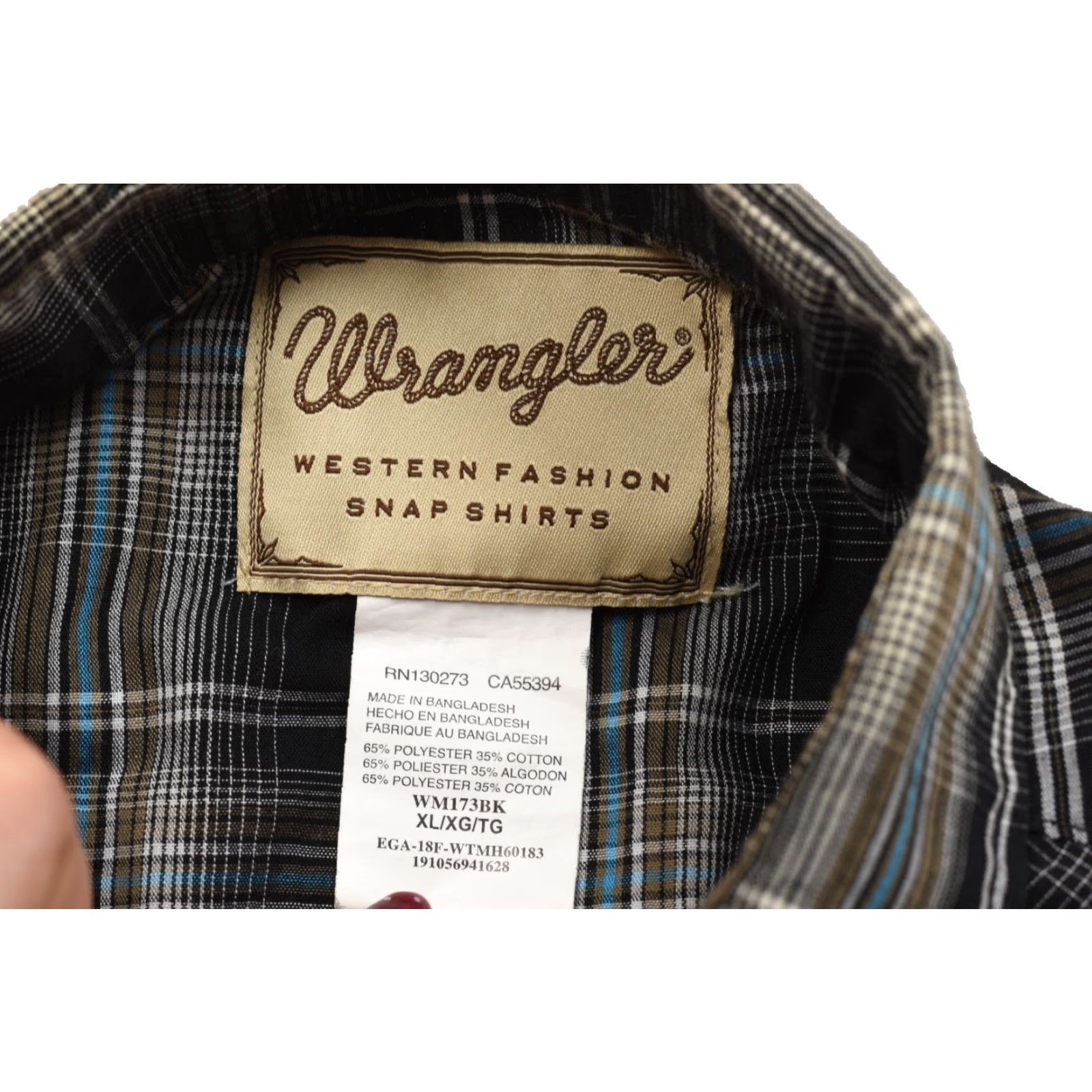 Wrangler Wrangler Western Fashion Snap Shirt Men XL Black Plaid Pearl Snap Long Sleeve Size US XL / EU 56 / 4 - 2 Thumbnail