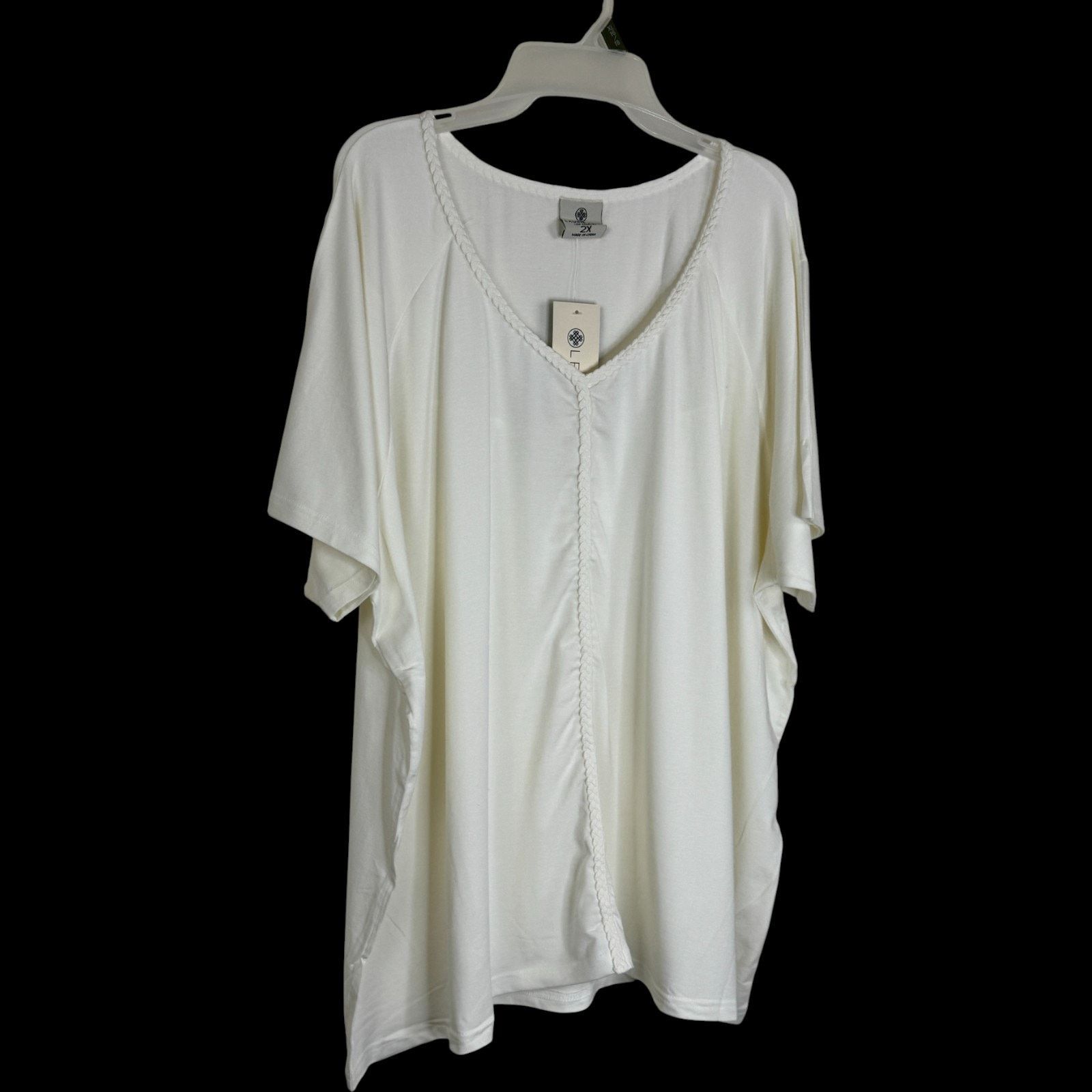 Other Laurie Felt 2X White Bamboo Blend V-Neck Tunic Top Size XXL / US 16-18 / IT 52-54 - 5 Thumbnail