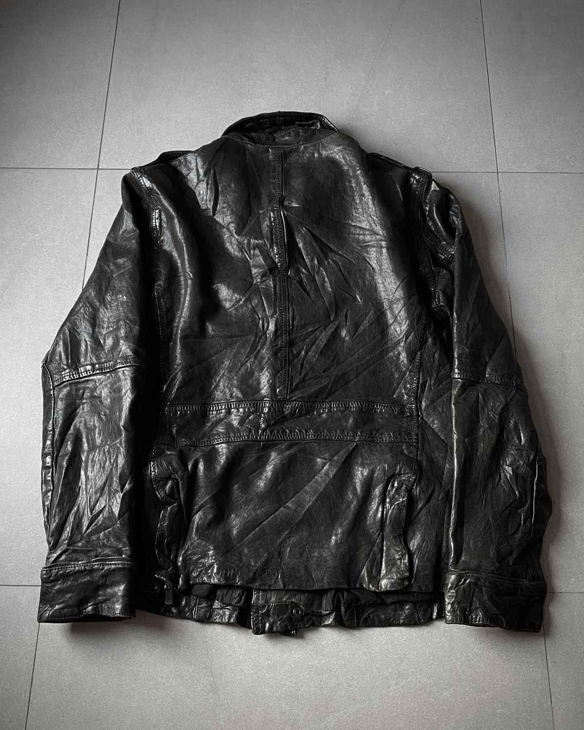 Japanese Brand Cathy Jane Wrinkled Pockets Sheepskin Leather Jacket Size US L / EU 52-54 / 3 - 4 Thumbnail