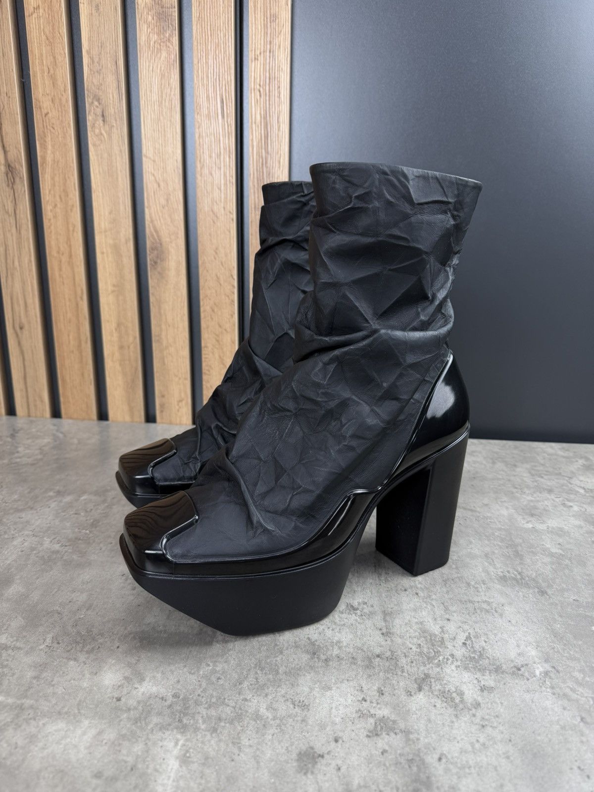 Peter Do at.kollektive x Peter Do Leather Platform Ankle Boots Black Size US 8 / EU 41 - 1 Thumbnail