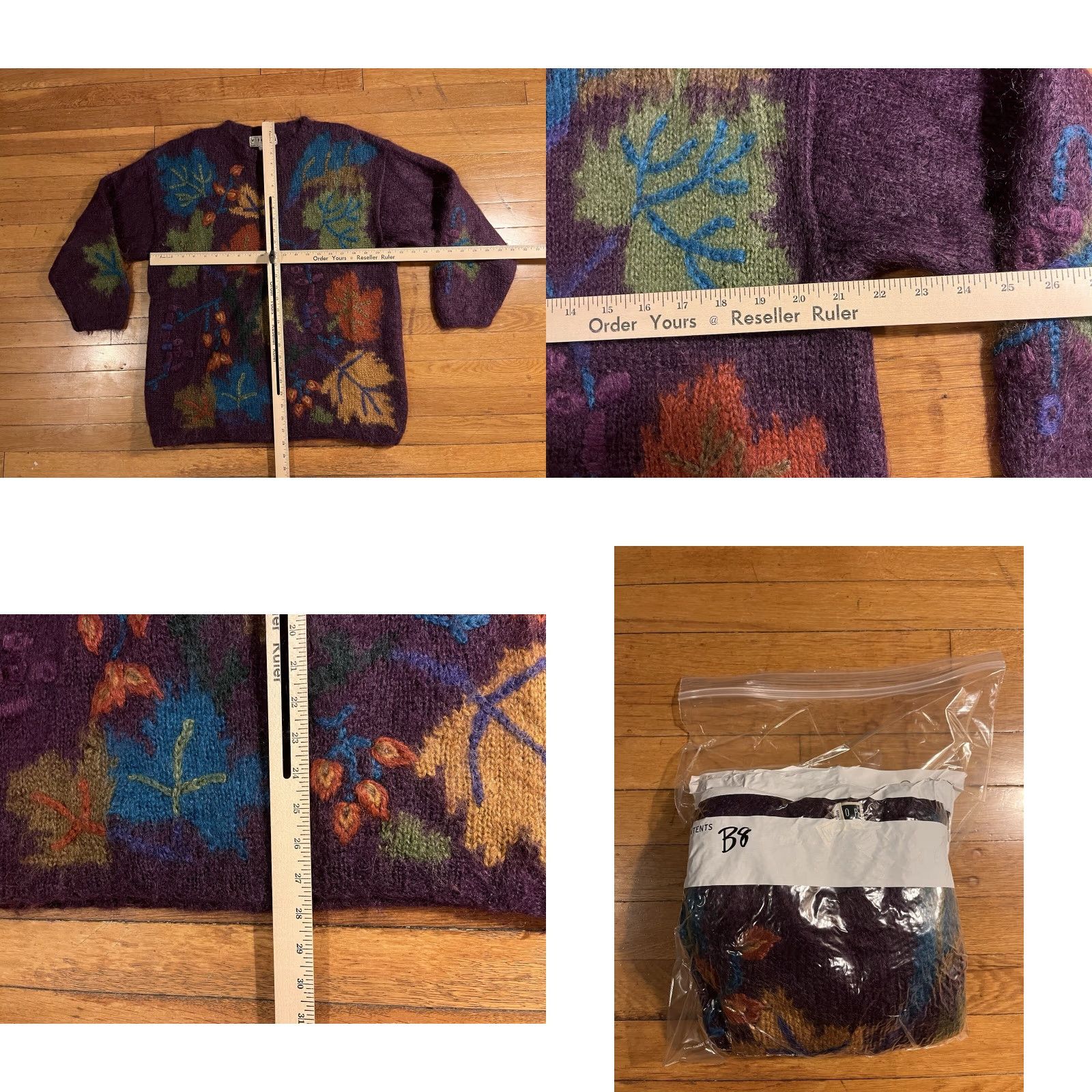 Vintage VINTAGE Fenn Wright Manson Workshop Leaves Mohair Sweater Women’s L Purple Size L / US 10 / IT 46 - 8 Thumbnail