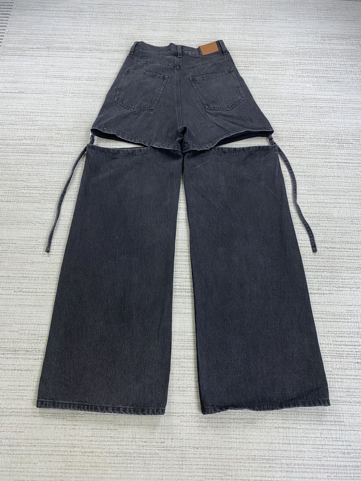 If Six Was Nine Vintage Chiko Detachable Wide-Leg Black Punk Denim Jeans Size 25" / US 0 / IT 36 - 2 Thumbnail