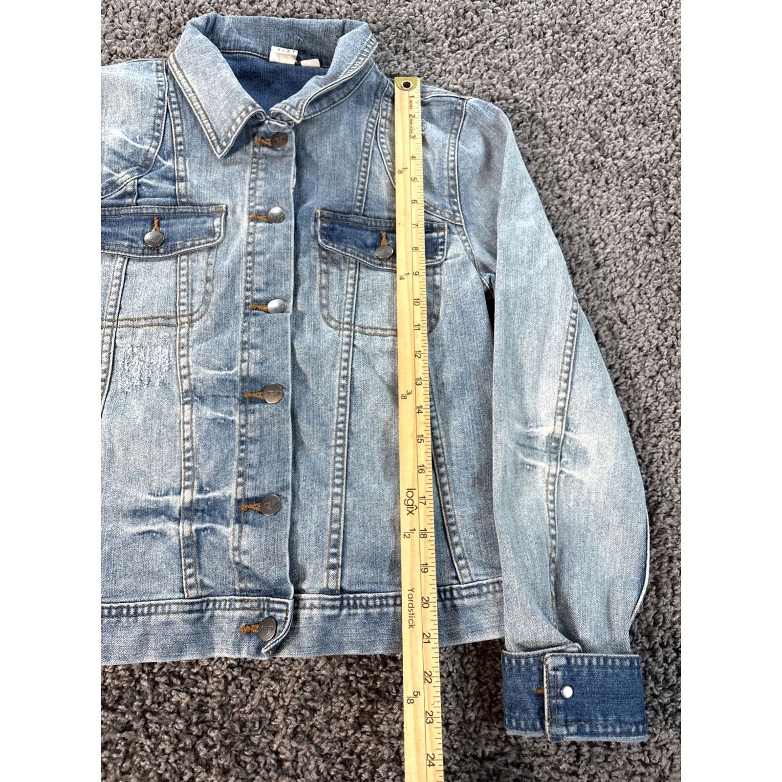 Vintage ROXY Denim Jacket Light Wash Women L Crochet Back Panel Y2K Basic Jacket Mens? Womens Size L / US 10 / IT 46 - 3 Thumbnail
