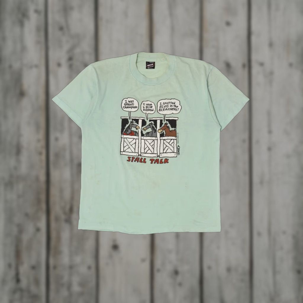Fruit Of The Loom VINTAGE Stall Talk Funny Horse Single Stitch T-Shirt Nike? Size US L / EU 52-54 / 3 - 1 Thumbnail