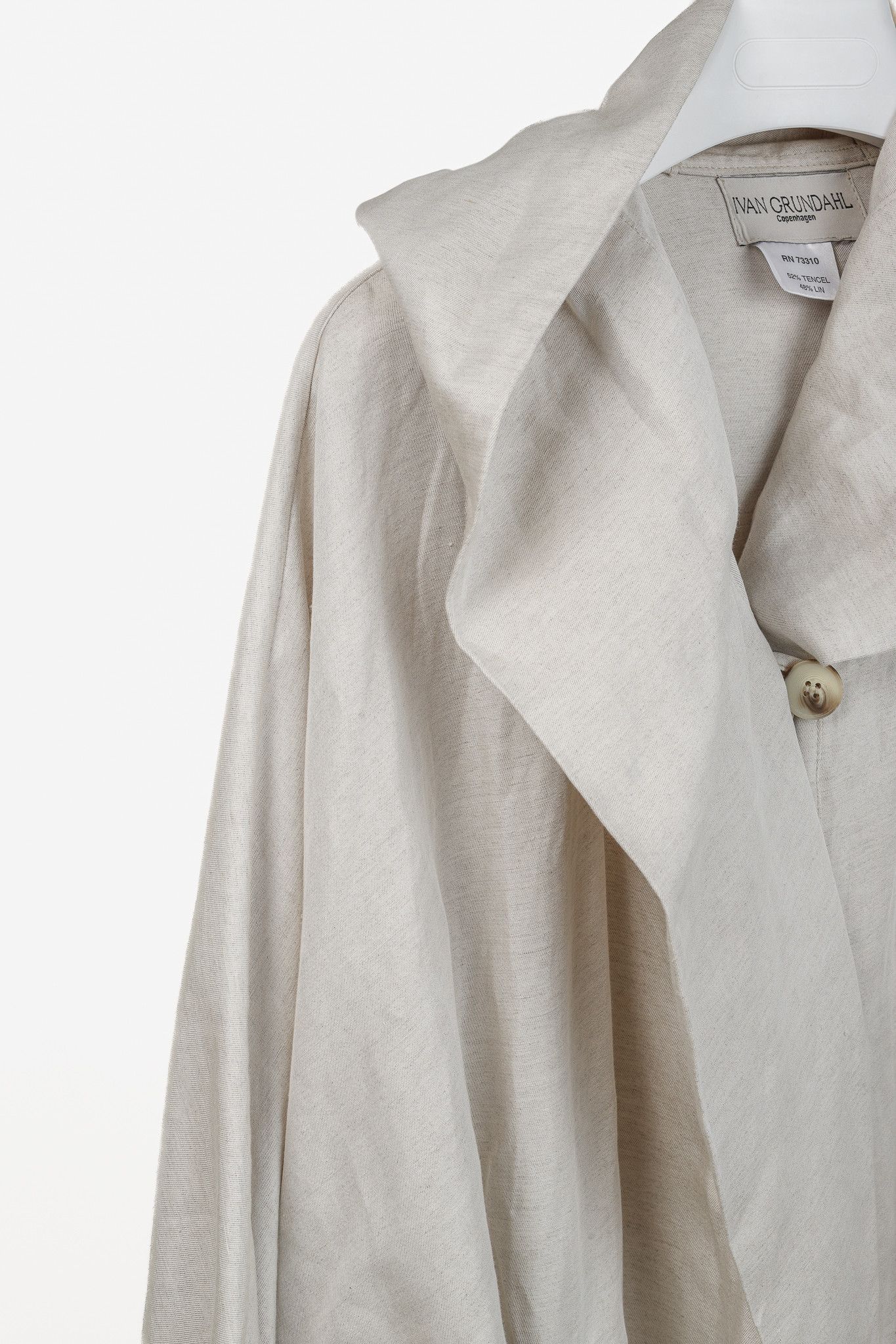 Ivan Grundahl Ivan Grundahl Beige Linen Oversized Hooded Coat Size XL / US 12-14 / IT 48-50 - 6 Thumbnail