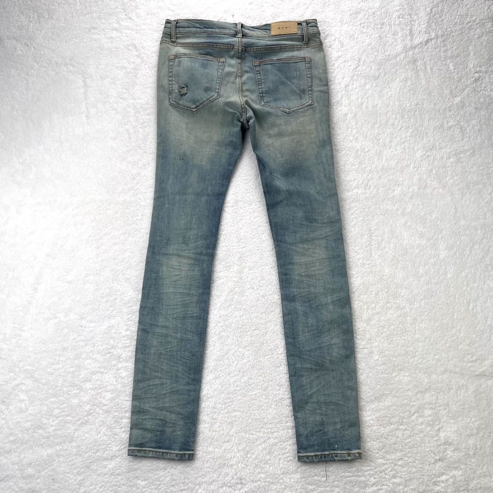 MNML MNML Jeans Womens 33 Blue Denim Cotton Stretch Distressed Skinny Leg Acid Wash Jeans Size 24" / US 00 / IT 34 - 6 Thumbnail