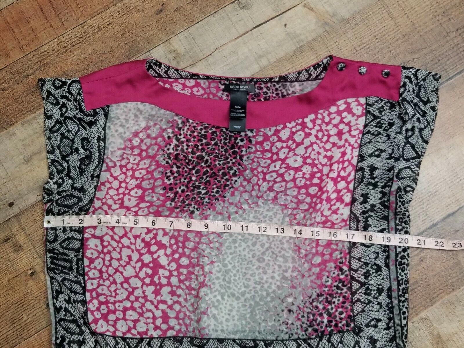Designer Bisou Bisou Top Medium Semi Sheer Blouson Tie Waist pink Size M / US 6-8 / IT 42-44 - 5 Thumbnail