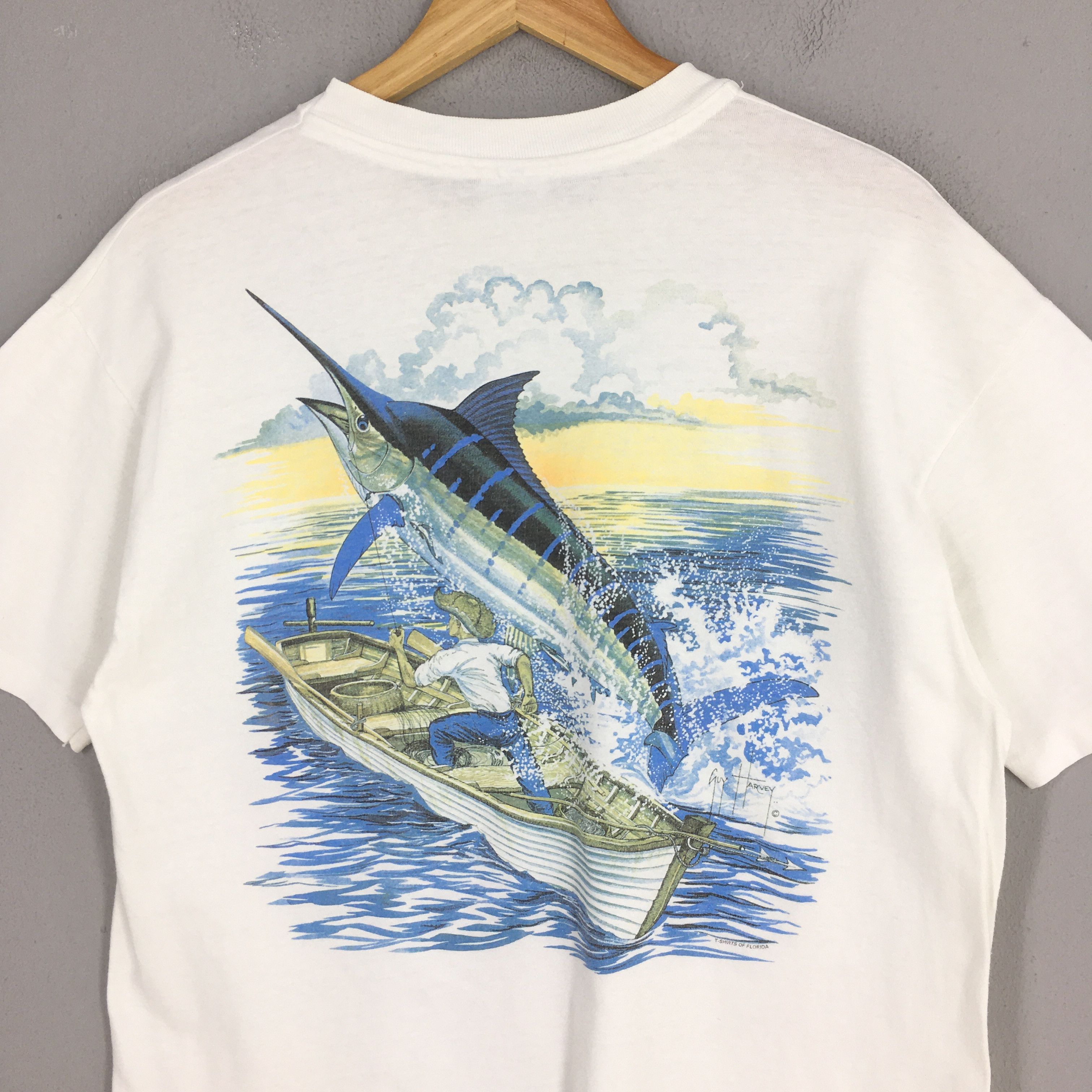 Guy Harvey Vintage 90s Guy Harvey Fishing White Tshirt Large Size US L / EU 52-54 / 3 - 2 Thumbnail