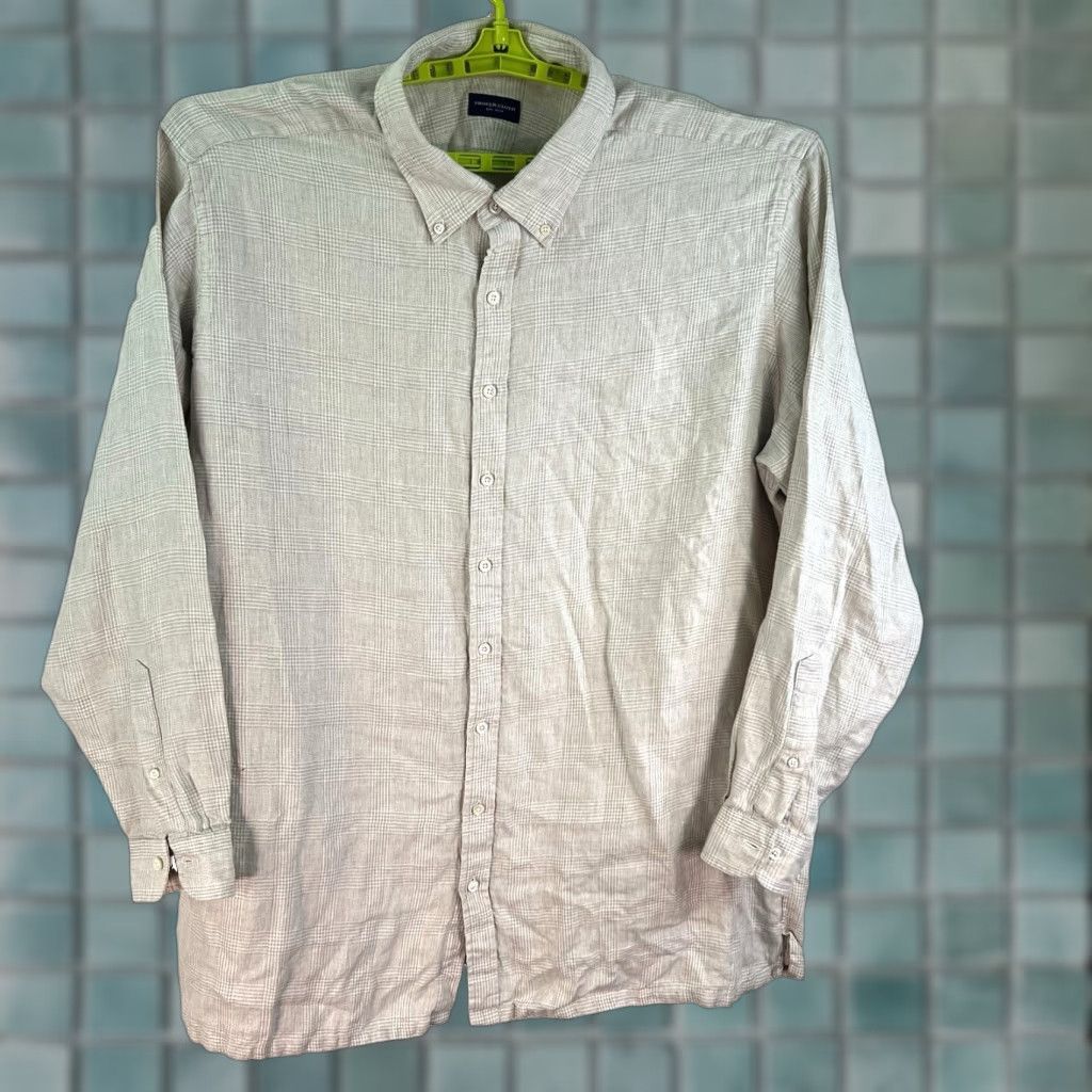 Proper Cloth VINTAGE Proper Cloth men's 100% linen check button-down shirt adult 4XL beige casual summer fall breathable lightweight Size US XXL / EU 58 / 5 - 1 Thumbnail