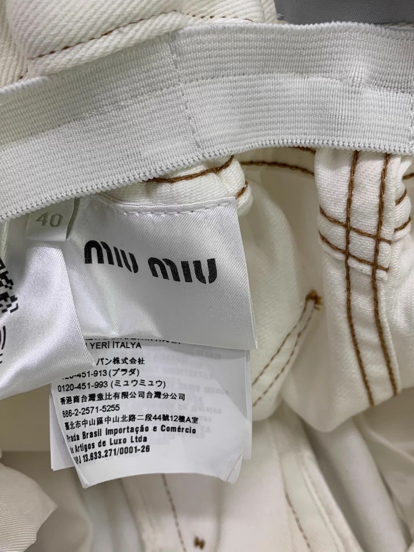 Miu Miu MIU MIU Women's Cream Denim Bloomers 40 New Size 27" / US 4 / IT 40 - 4 Thumbnail