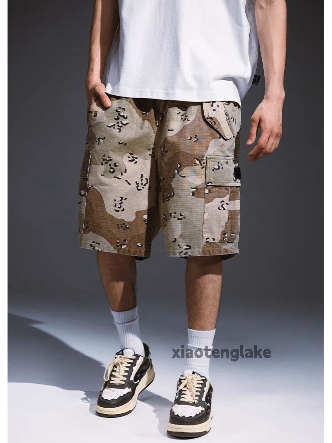 Vintage zx supreme offwhite Stussy style loose camo cargo shorts Size US 28 / EU 44 - 4 Thumbnail