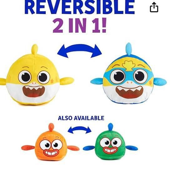 Designer Baby Shark plush - Reverse to turn into Super Shark glasses! Size ONE SIZE - 6 Thumbnail