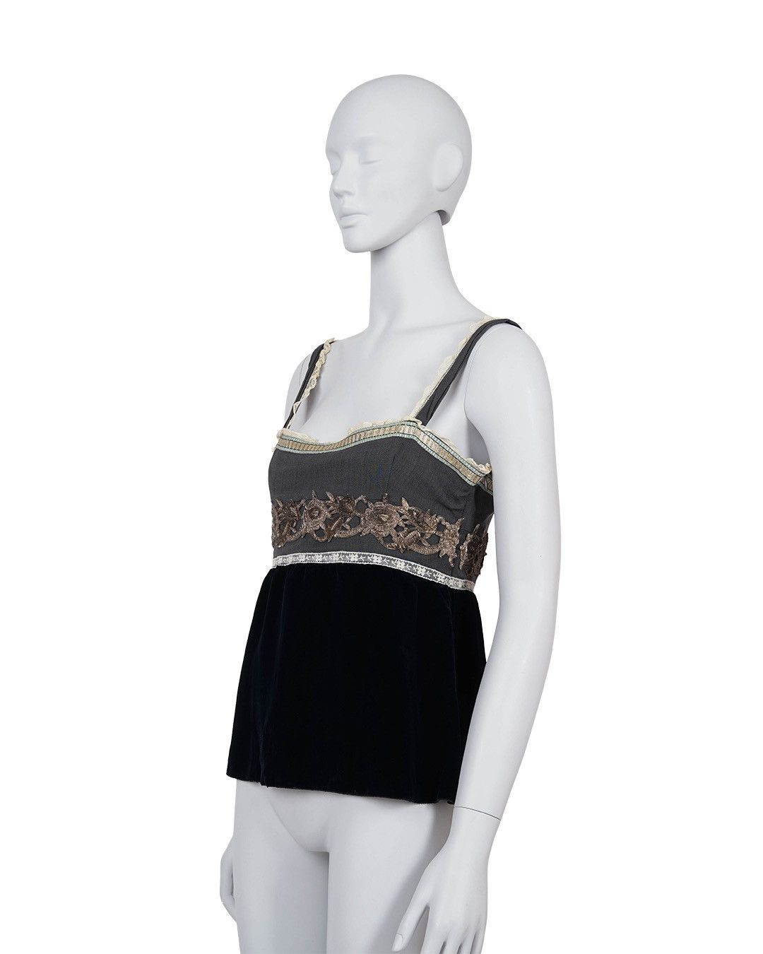 Miu Miu Miu Miu F/W2004 Lace/Velvet Tank Top Size S / US 4 / IT 40 - 5 Thumbnail