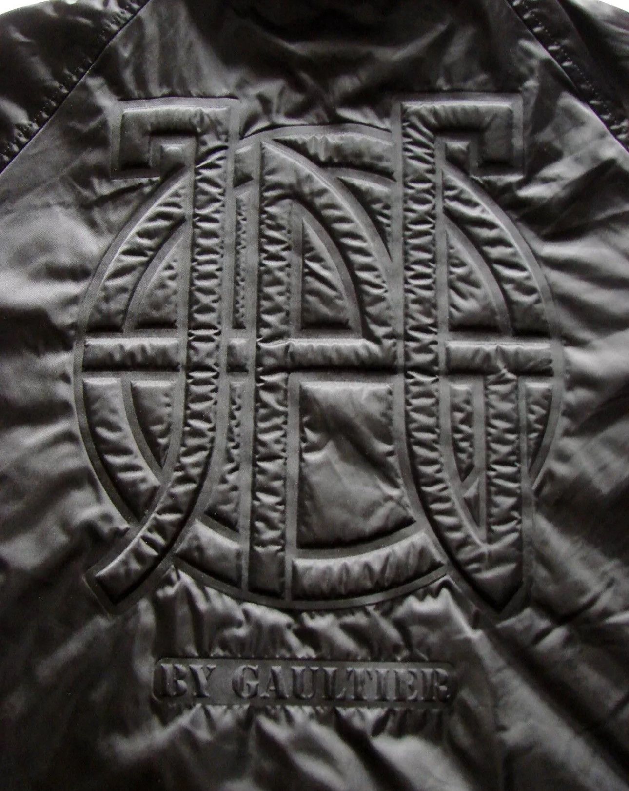 Jean Paul Gaultier Vintage Jean Paul Gaultier Black Satin Emboss Bomber Jacket Size US L / EU 52-54 / 3 - 5 Thumbnail