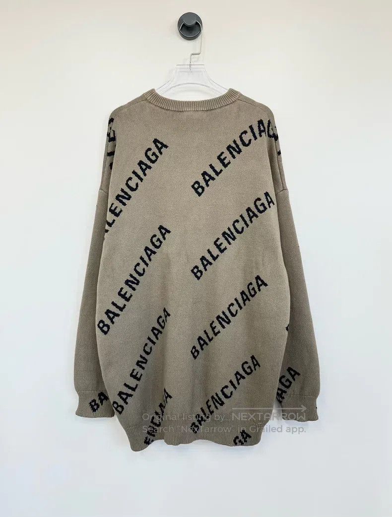 Balenciaga Balenciaga Beige Logo Printed Knit Sweater Size US XS / EU 42 / 0 - 2 Thumbnail