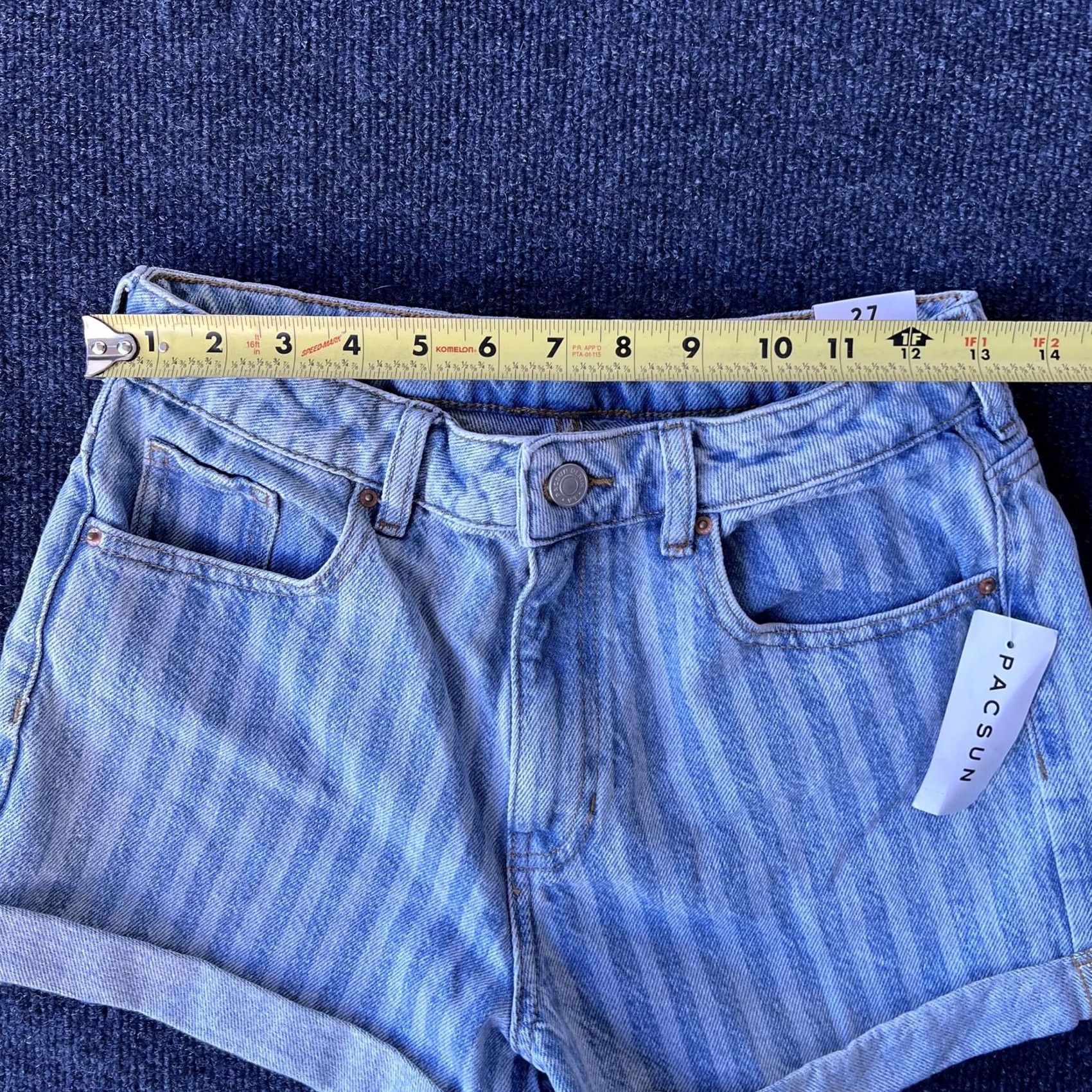 Pacsun PacSun Shorts Womens 27 Light Wash Mom Short Denim Tonal Stripe High Rise Cuffed Size 27" / US 4 / IT 40 - 5 Thumbnail