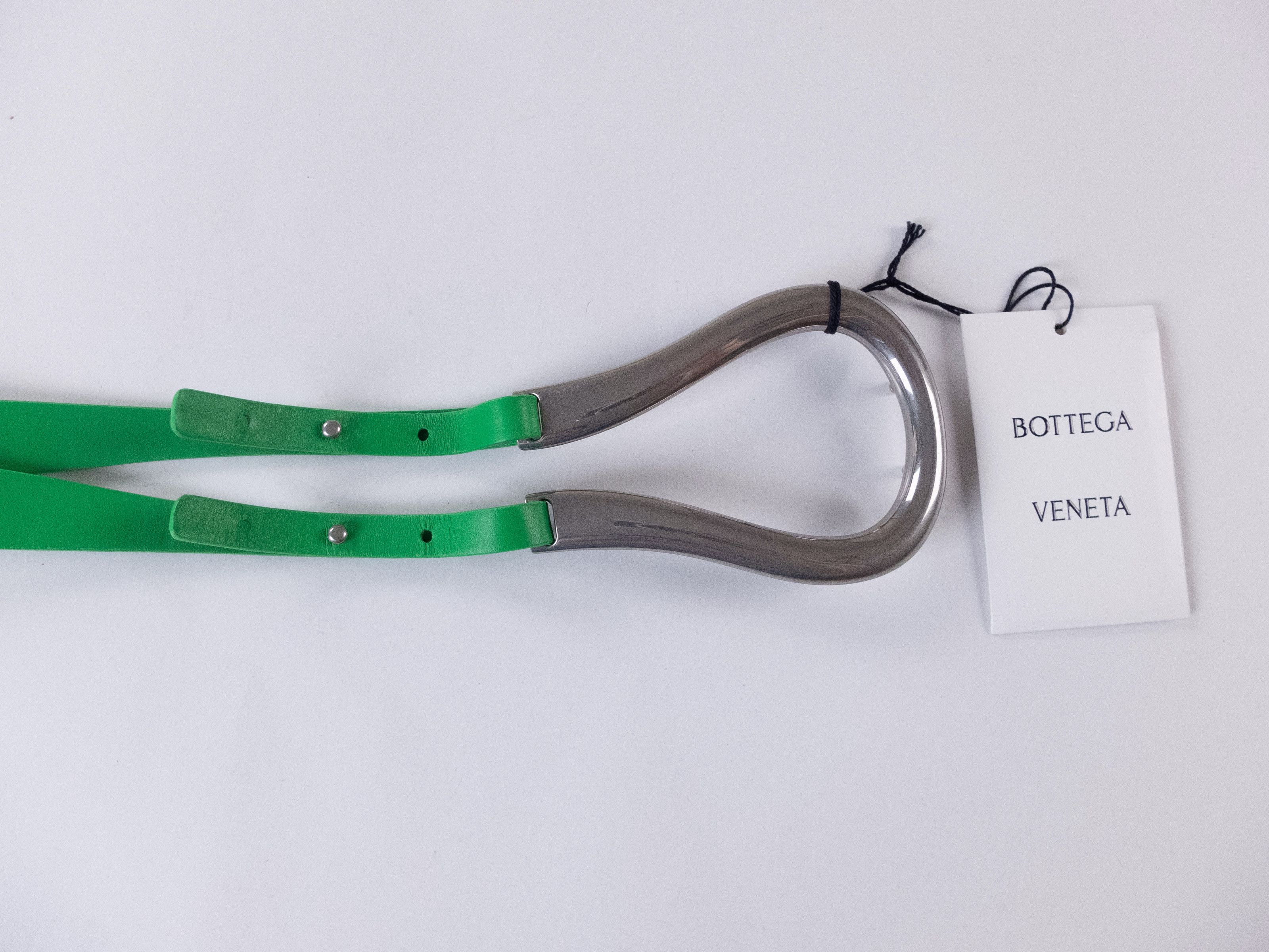 Bottega Veneta BOTTEGA VENETA parakeet green horseshoe buckle belt Medium Size ONE SIZE - 4 Thumbnail