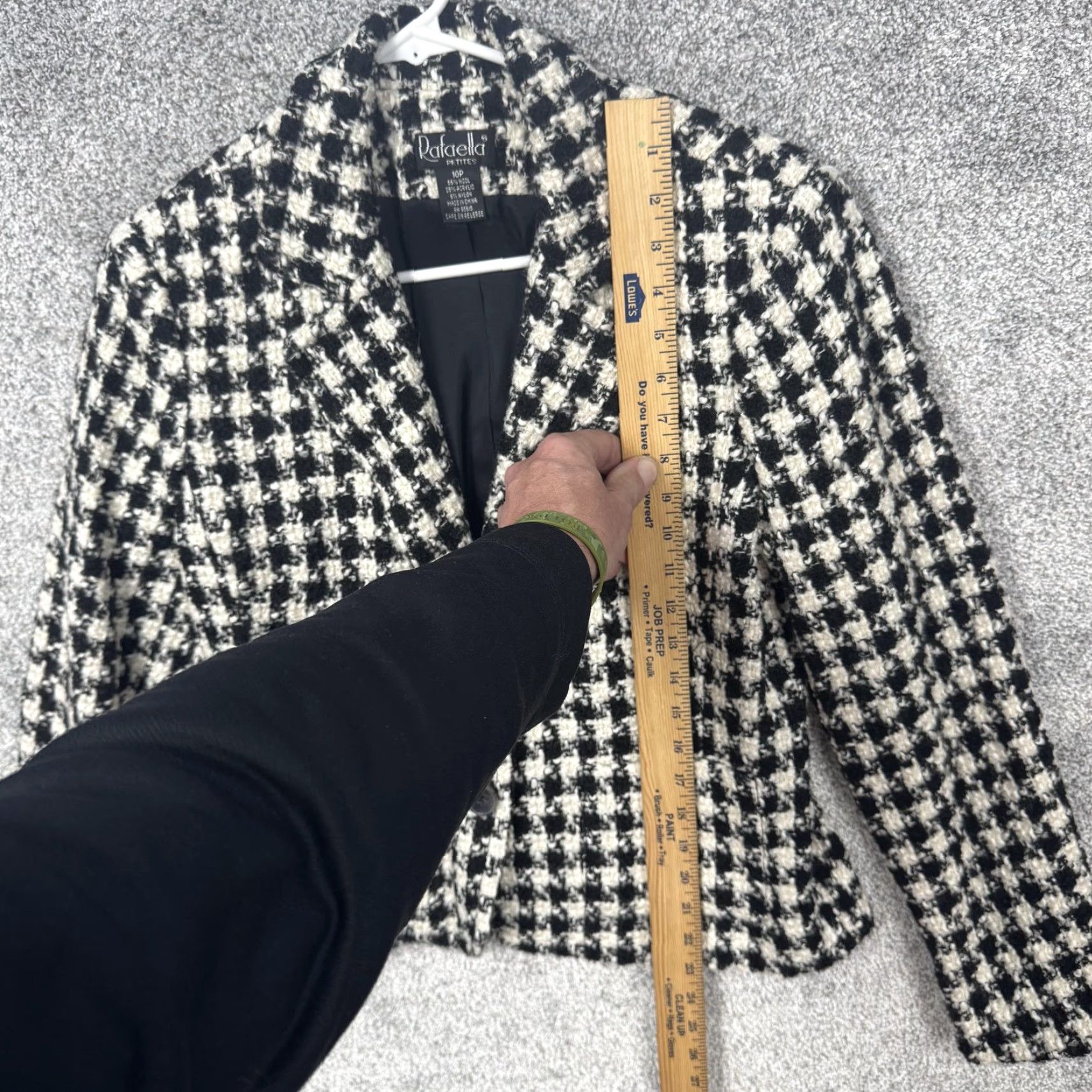 Vintage Rafaella Blazer 10P Black White Wool Tweed Classic Workwear Chic Preppy Parisian Size L / US 10 / IT 46 - 2 Thumbnail