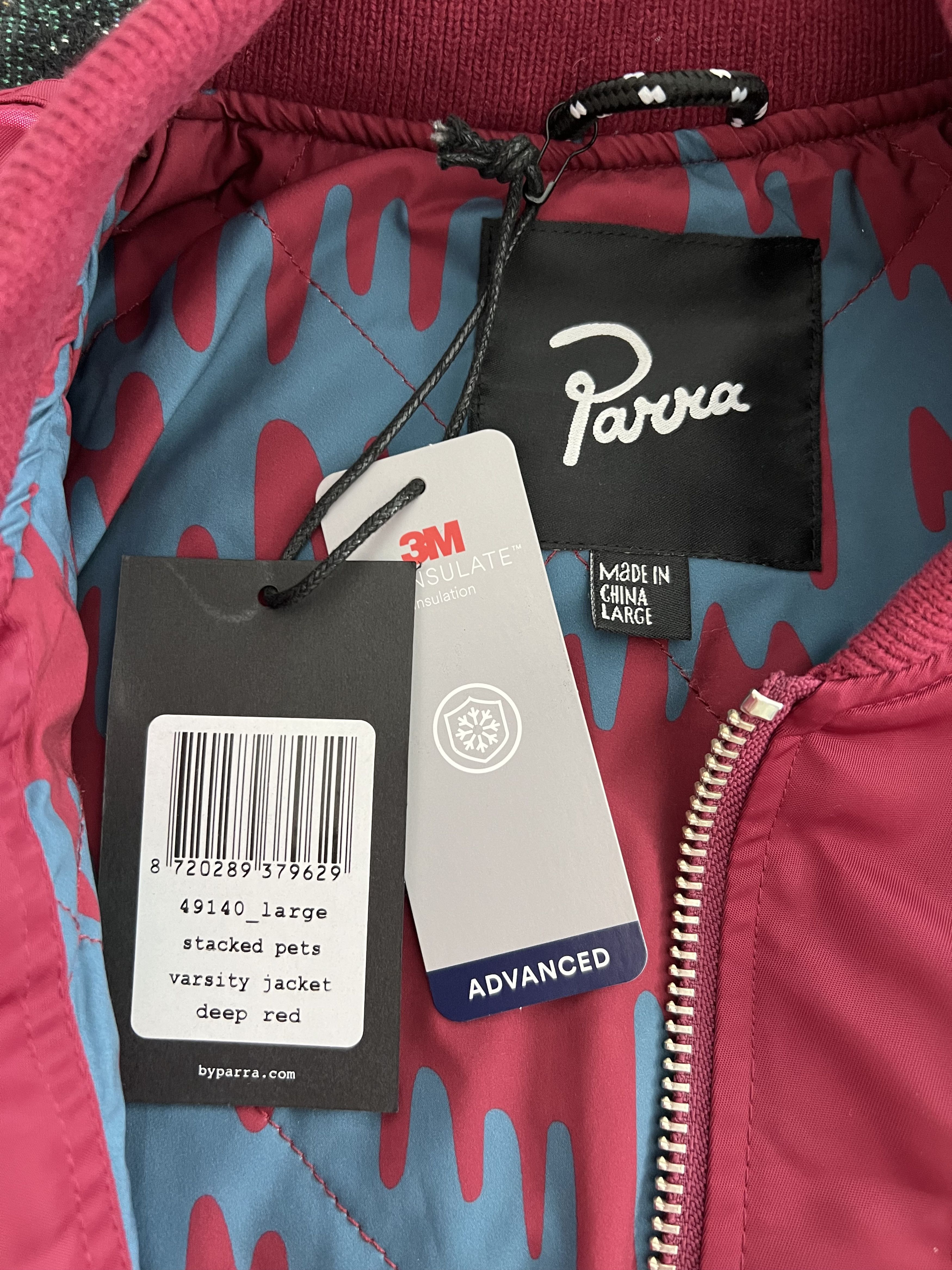 Parra Parra Stacked Pets Varsity Bomber Jacket in Deep Red Size US L / EU 52-54 / 3 - 8 Thumbnail