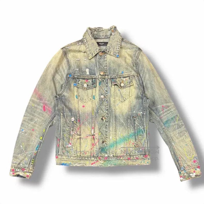 Amiri Amiri Graffiti Splatter Paint Washed Denim Jacket Coat Size US M / EU 48-50 / 2 - 1 Thumbnail