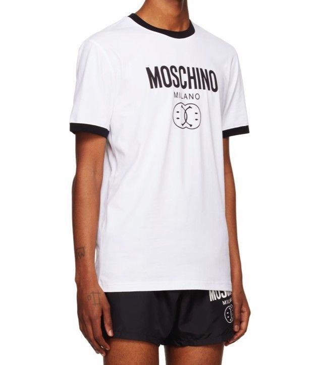 Moschino White Double Smiley T-Shirt Size US M / EU 48-50 / 2 - 1 Thumbnail