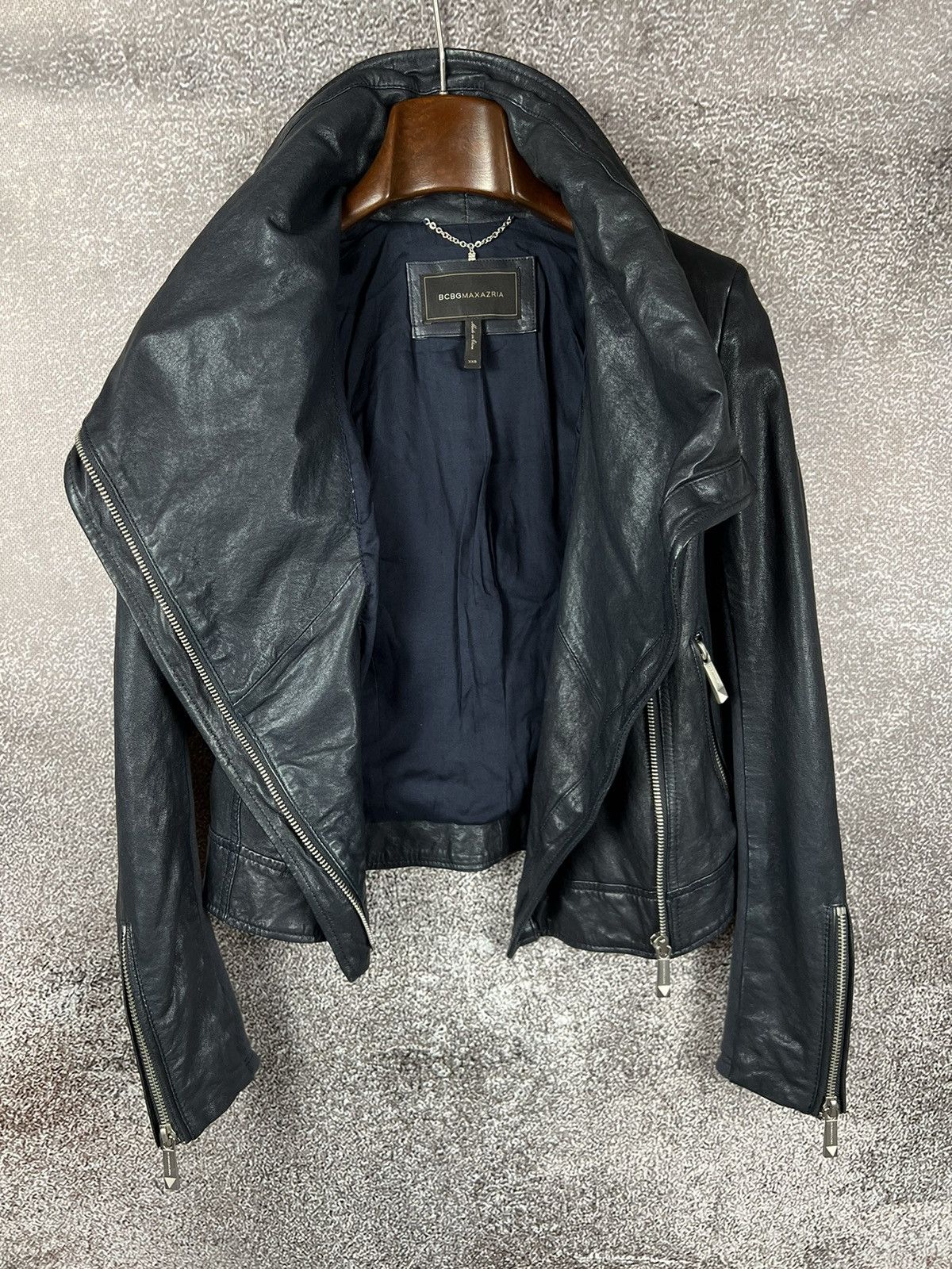 Bcbgmaxazria × If Six Was Nine × Japanese Brand RO Leather biker Asymetric Jacket bcbg zip vintage Size S / US 4 / IT 40 - 6 Thumbnail