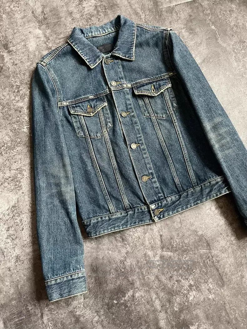 Saint Laurent Paris Deep Blue Washed Distressed Denim Jack