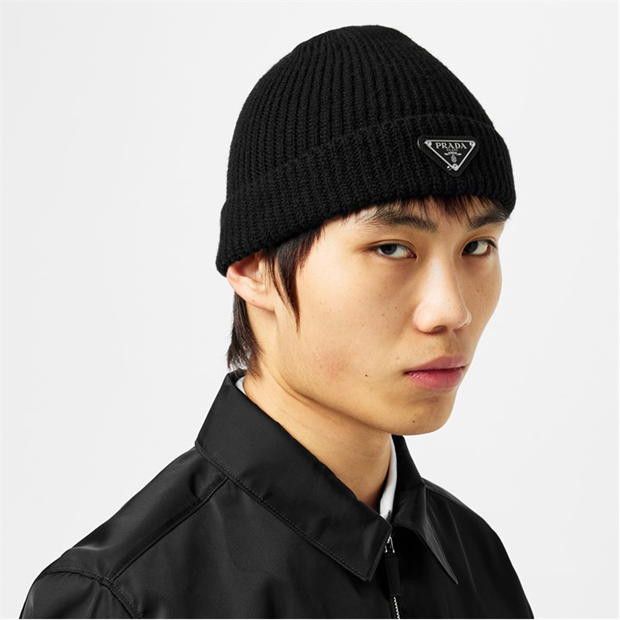 Prada Men'S Wool Badge Logo Beanie Size ONE SIZE - 2 Thumbnail