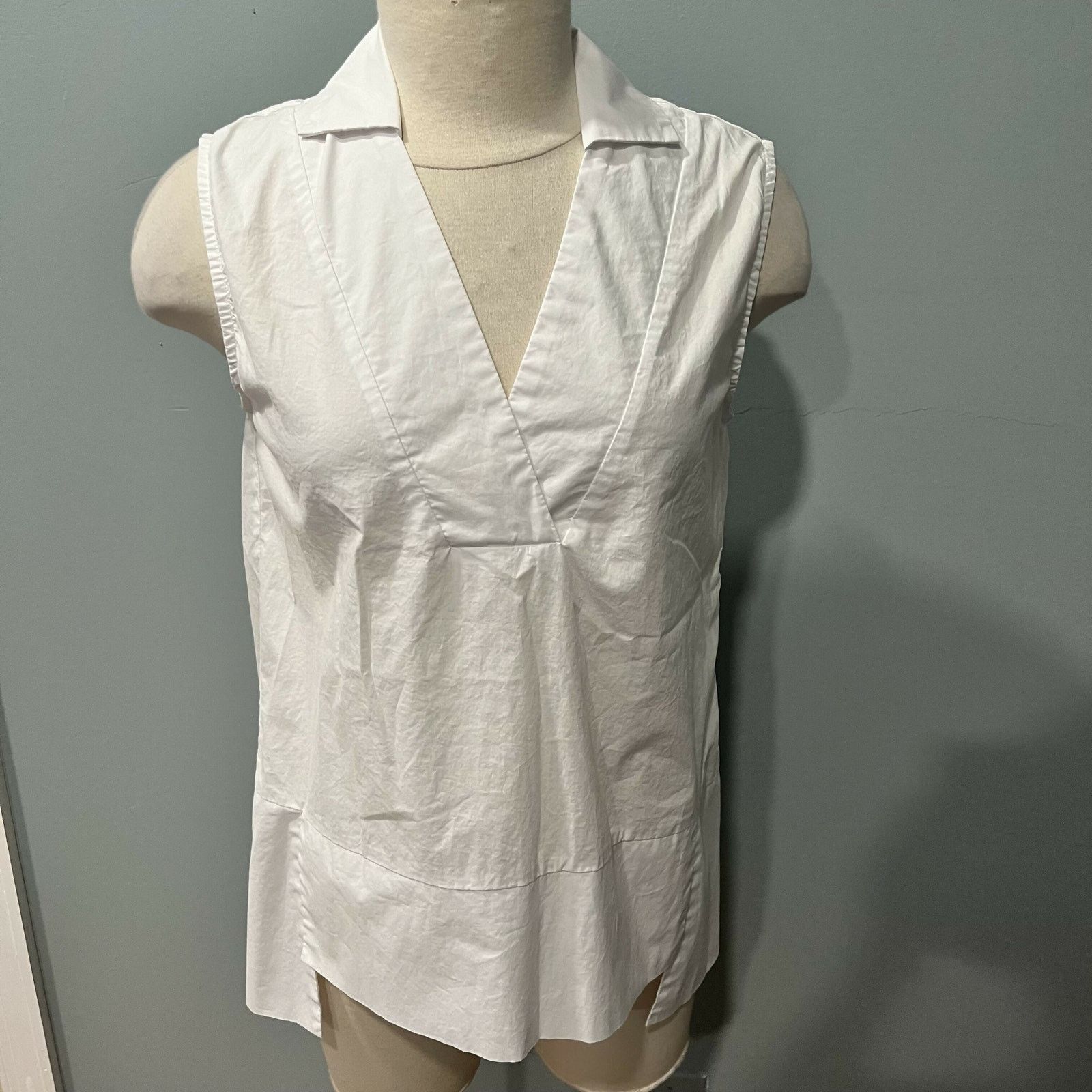 LAMARQUE LAMARQUE Keana White Collar Split Neck Tunic Top Sz XS Size XS / US 0-2 / IT 36-38 - 2 Thumbnail
