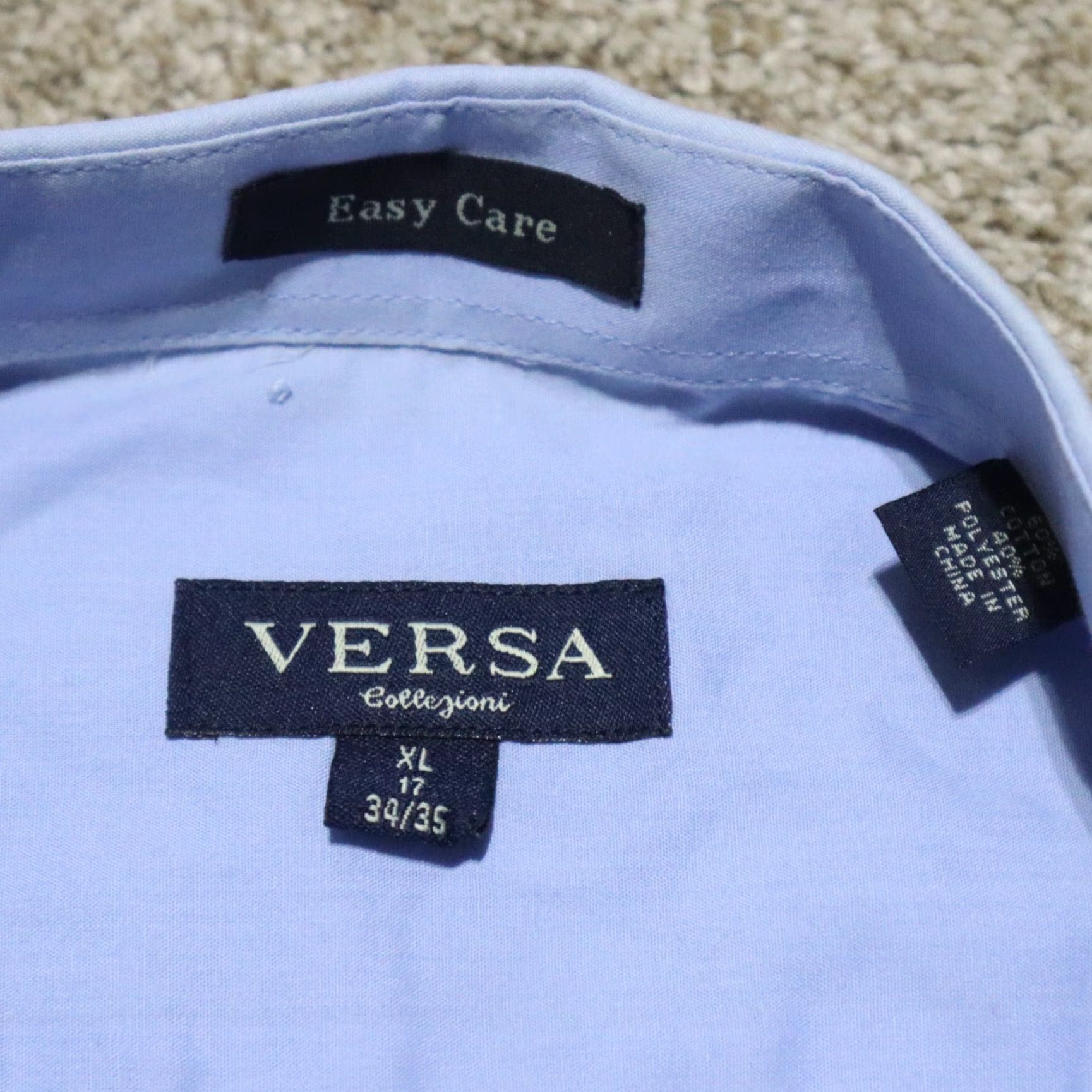 Versace Versa Dress Shirt Blue Long Sleeve Button Up Easy Care Men's XL 17 34/35 Shirt Dress Shirt Blue XL Mens Easy Care 17 34/35 Size 34R - 3 Thumbnail