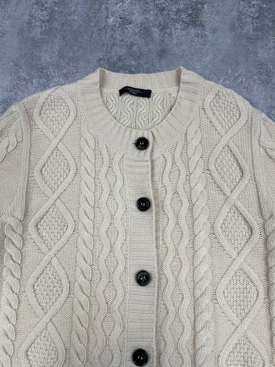 Max Mara Max Mara Weekend Women’s Cable Knit Cardigan Cream Sweater Size XL / US 12-14 / IT 48-50 - 2 Thumbnail
