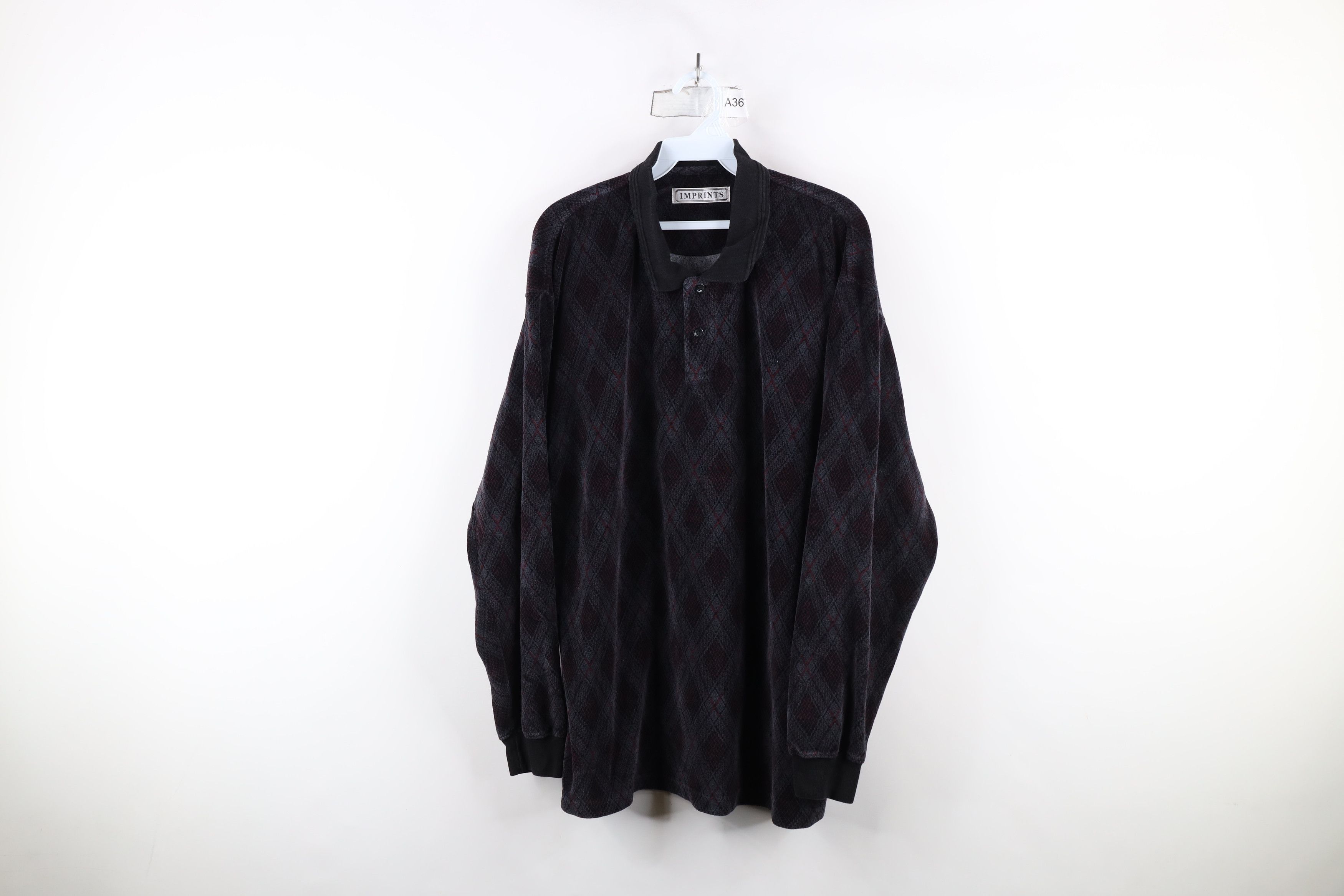 Vintage Vintage 90s Streetwear Diamond Fleece Long Sleeve Rugby Polo Size US L / EU 52-54 / 3 - 1 Thumbnail