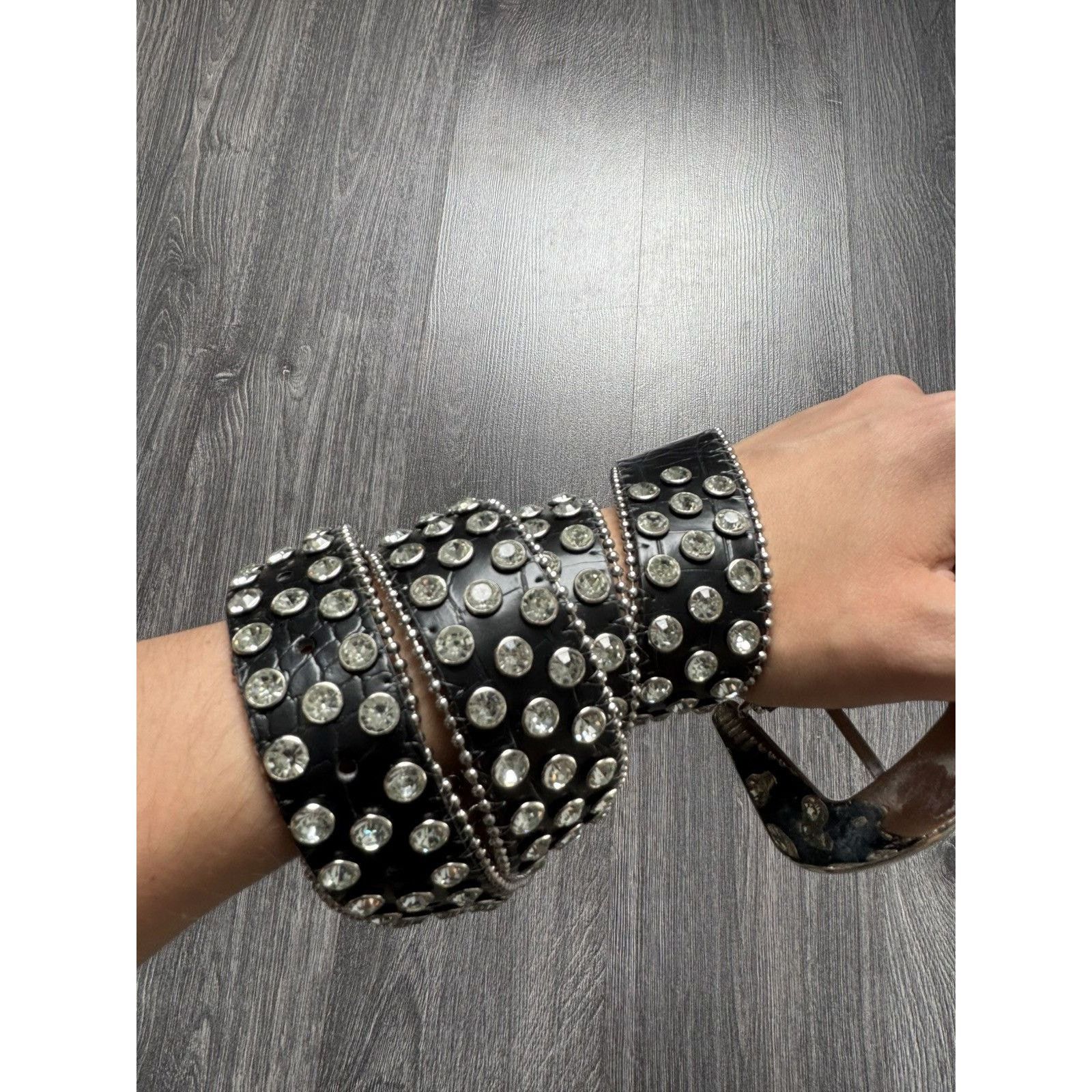 Japanese Brand × Vintage Vintage B.B Simon Style Belt Y2K Rhinestones Punk Metal Size ONE SIZE - 2 Thumbnail