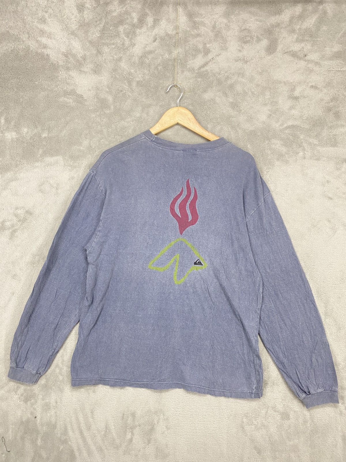 Quiksilver RaRe💥TRASHED FADED VINTAGE QUIKSILVER FIRE LOGO LONG SLEEVE Size US L / EU 52-54 / 3 - 1 Thumbnail