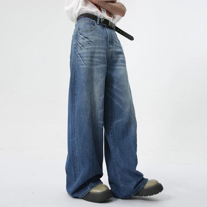 Jean American Style Pattern Washed Straight Loose Wide Leg jeans Size US 32 / EU 48 - 1 Thumbnail