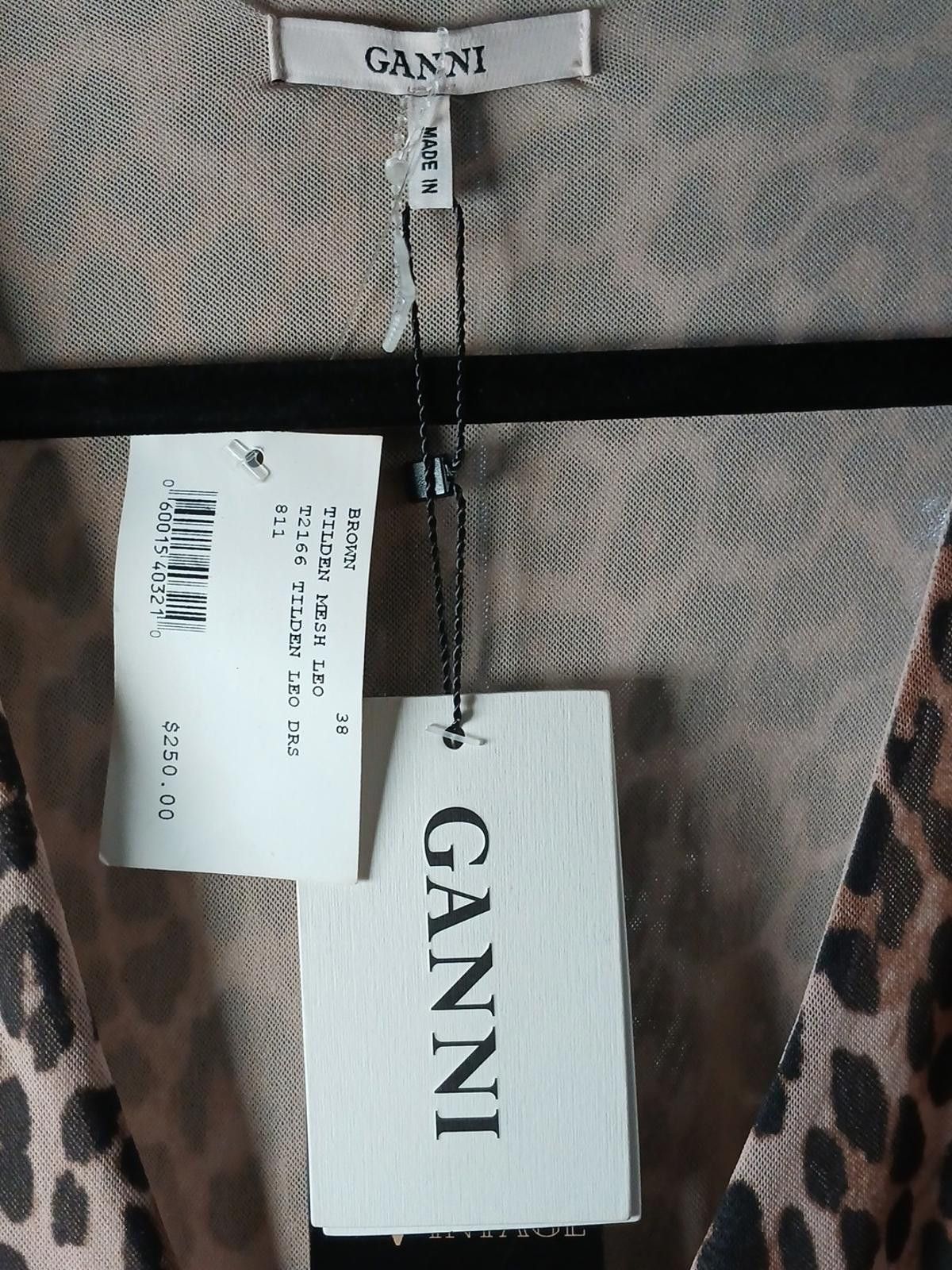 Gianni Valentino Ganni Tilden Leopard Sheer Ruched Mesh Dress Ruffle 38/S/6 Size S / US 4 / IT 40 - 5 Thumbnail